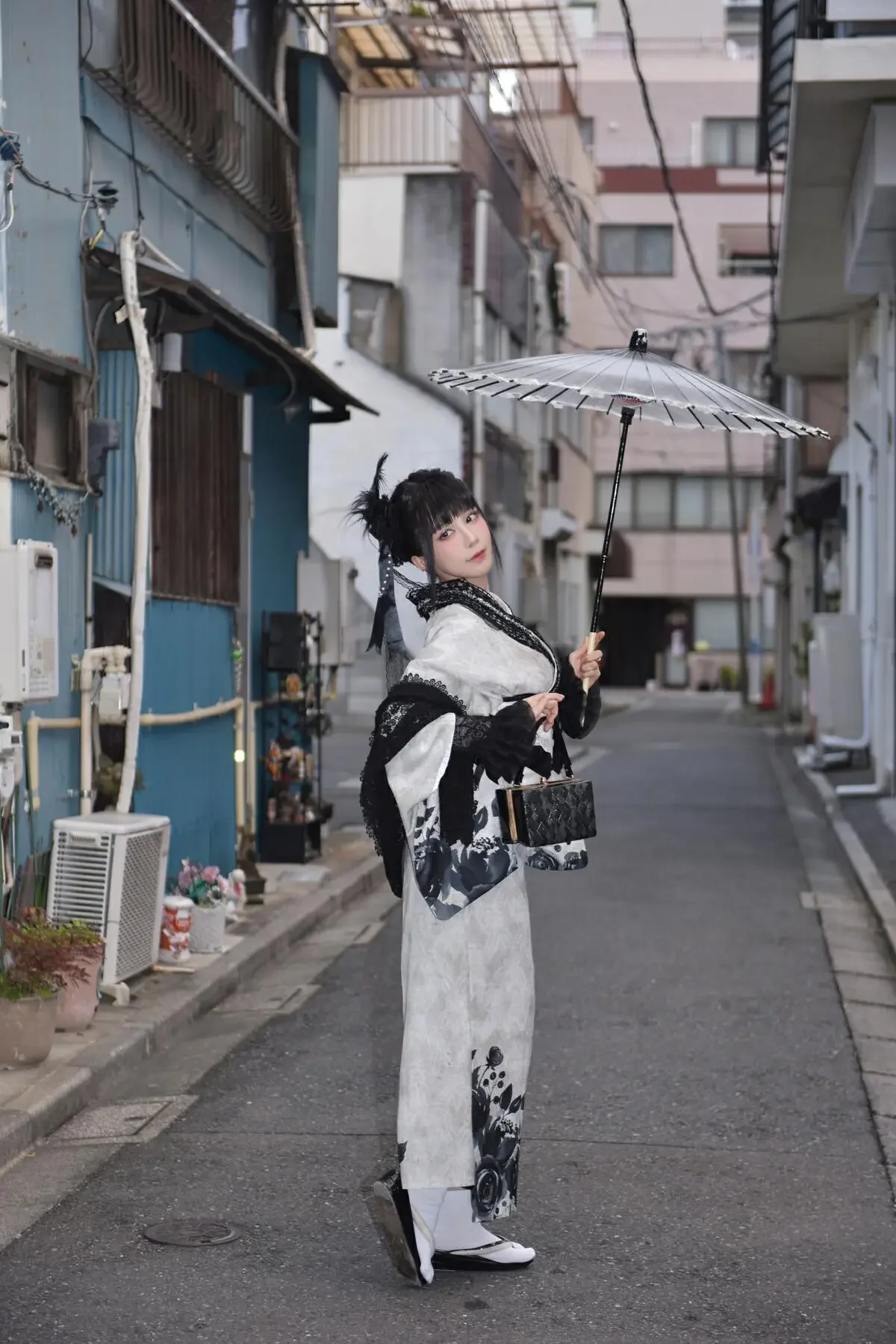 水淼Aqua – 2025年03月 黑色蕾丝和服&内衣（个人造型）｜高清图片集