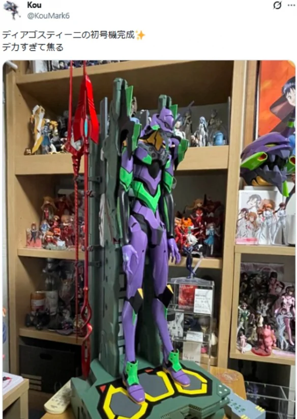 推主晒《EVA》巨型初号机模型：耗时两年购百期杂志｜高清图片集