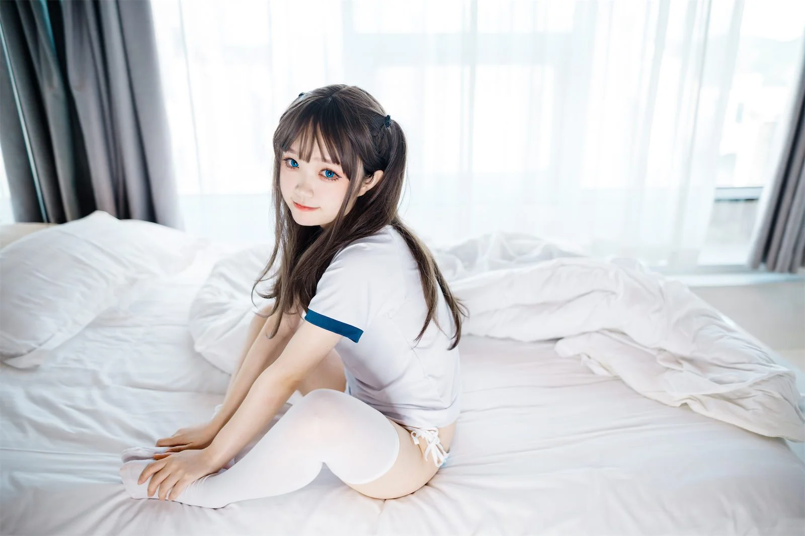 神沢永莉 半双马尾体操服大腿袜｜高清图片集