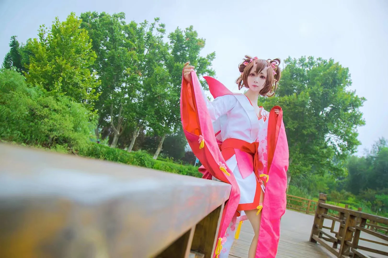 阴阳师桃花妖COS写真,一只桃花的妖怪