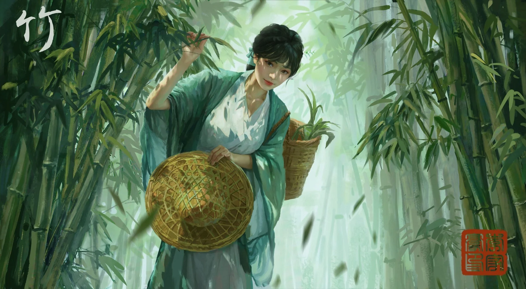 古风 竹林 女孩 斗笠 4K高清动漫壁纸｜高清图片集