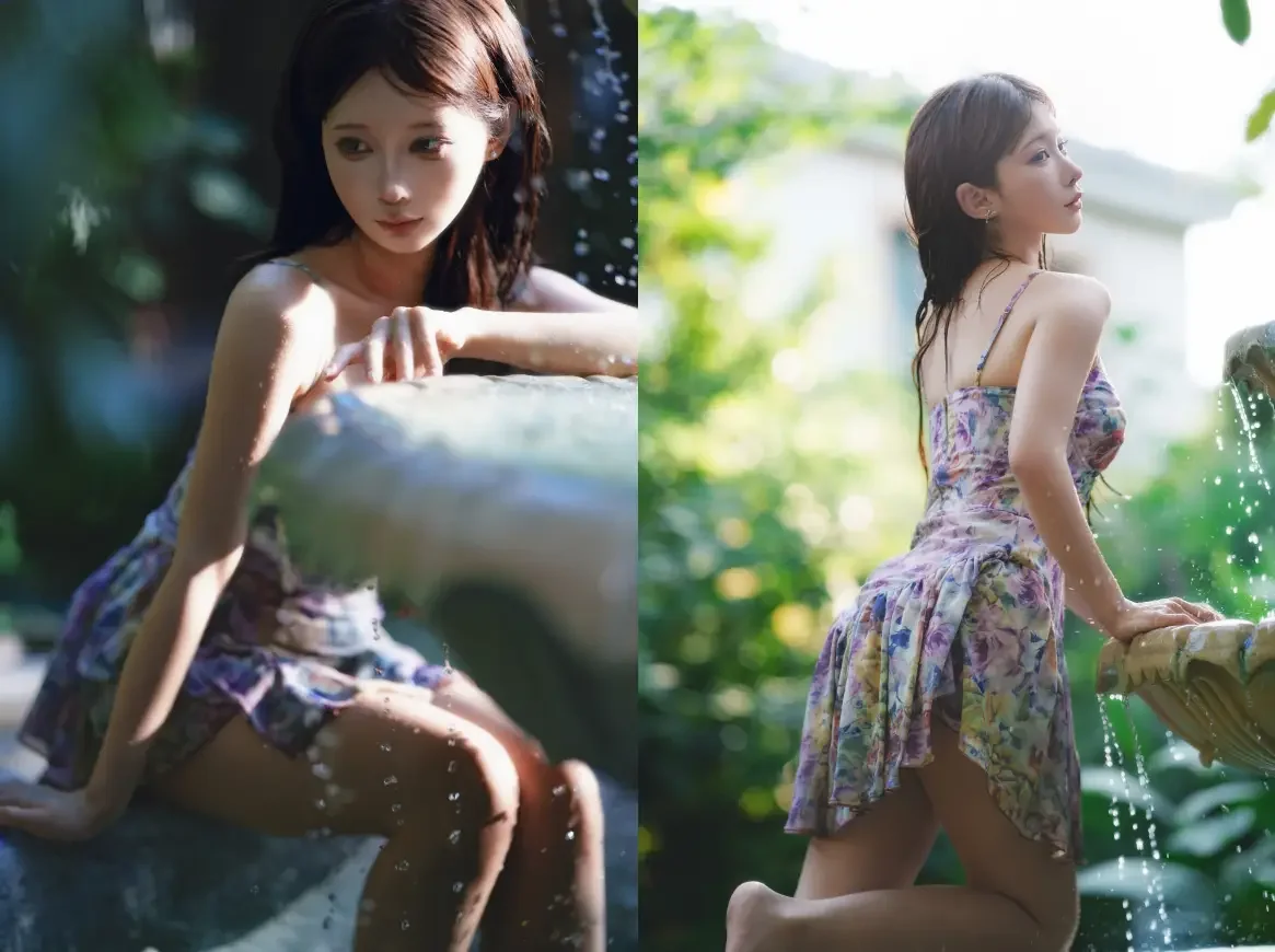 蠢沫沫 – 水池碎花裙 【27P】｜高清图片集