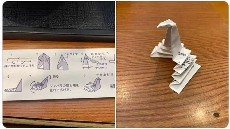 日料店免洗筷套上的《小鳥筷架》摺法說明 網友按照指示做出來結果出現了超乎預期的成品｜高清图片集