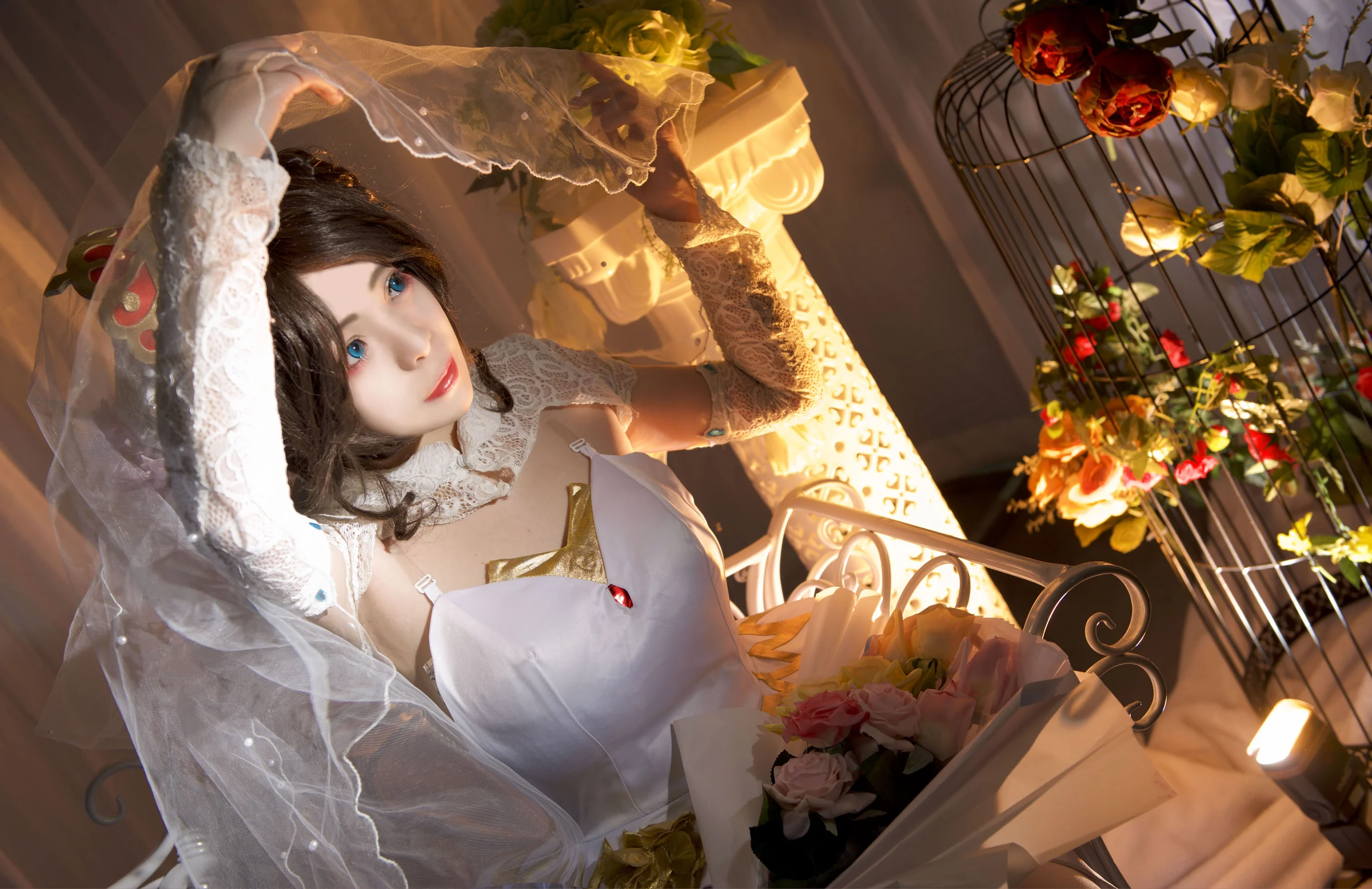 小乔纯白花嫁COS写真