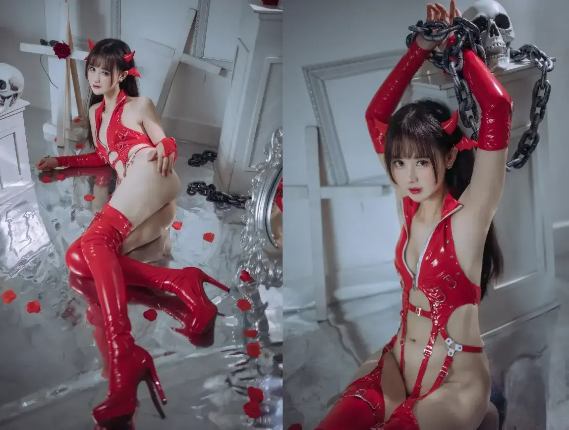 羽生三未 – 红色胶衣小恶魔｜高清图片集