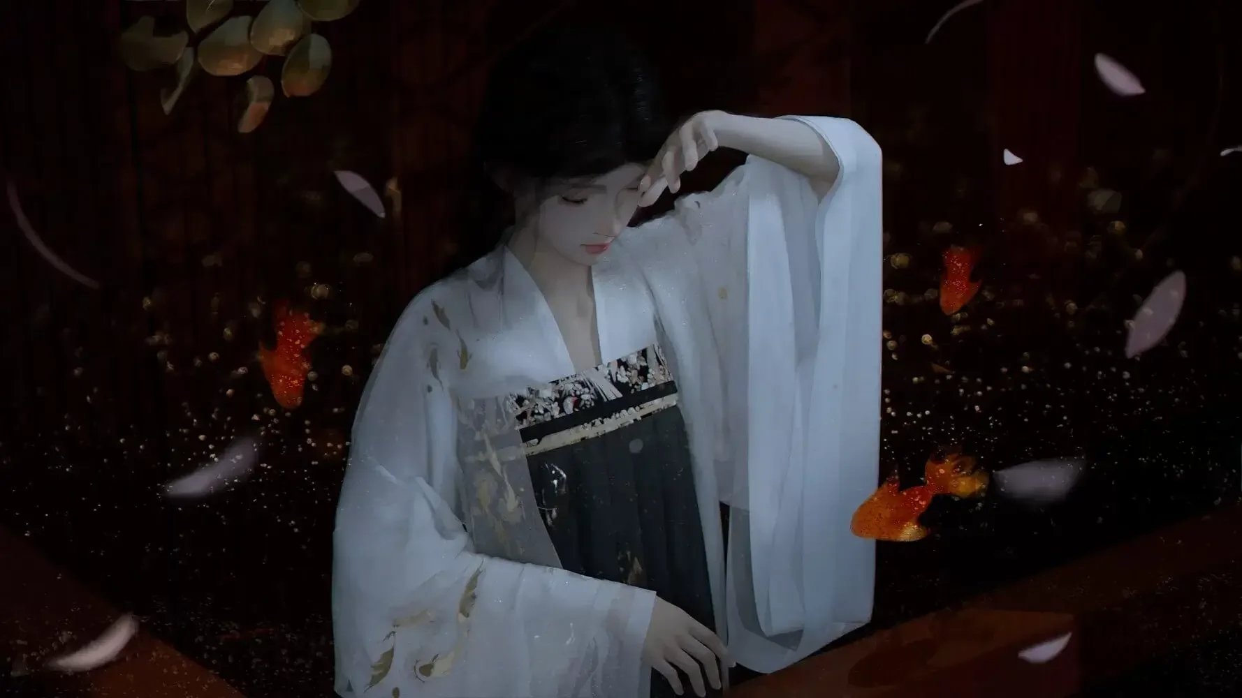 游鱼 女孩 古风白裙 3D 4K高清动漫壁纸 4K手机壁纸｜高清图片集