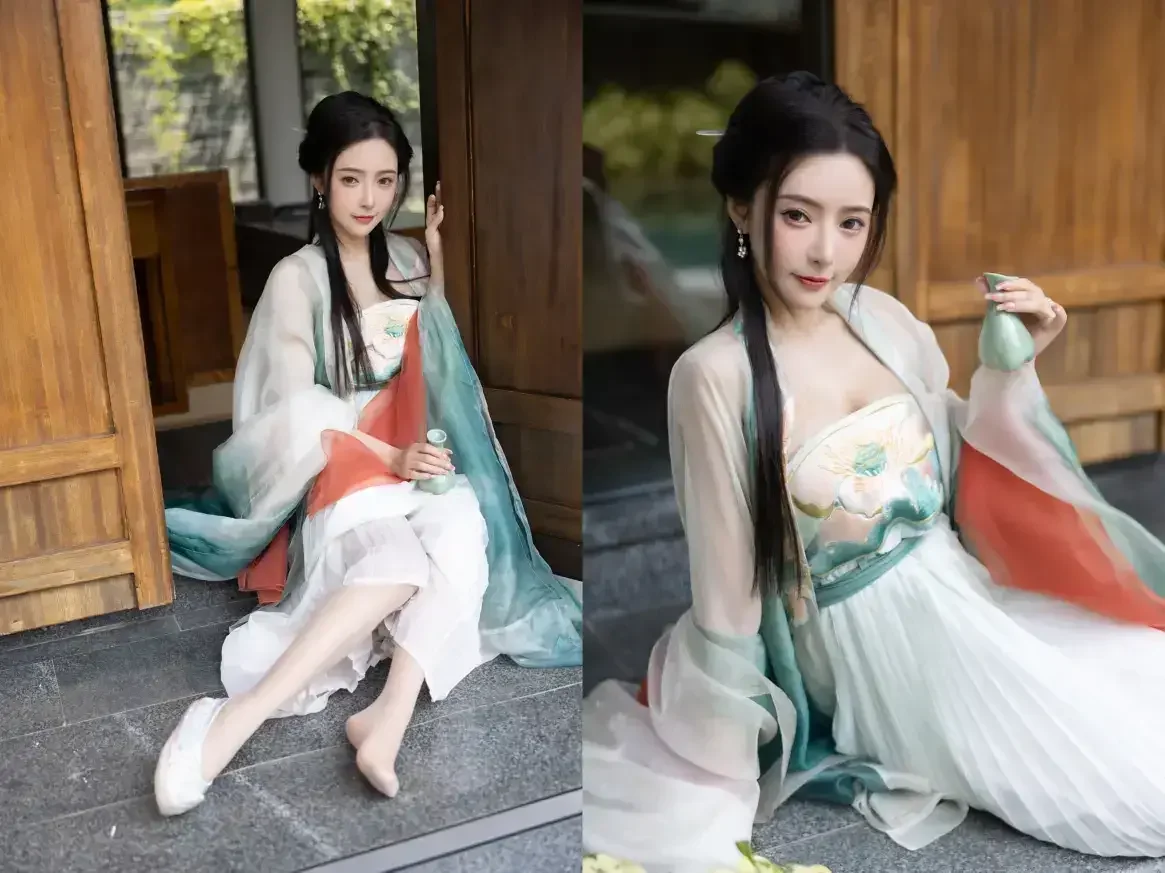 王馨瑶Yanni – 内购无水印 绿色古装 瀑布｜高清图片集