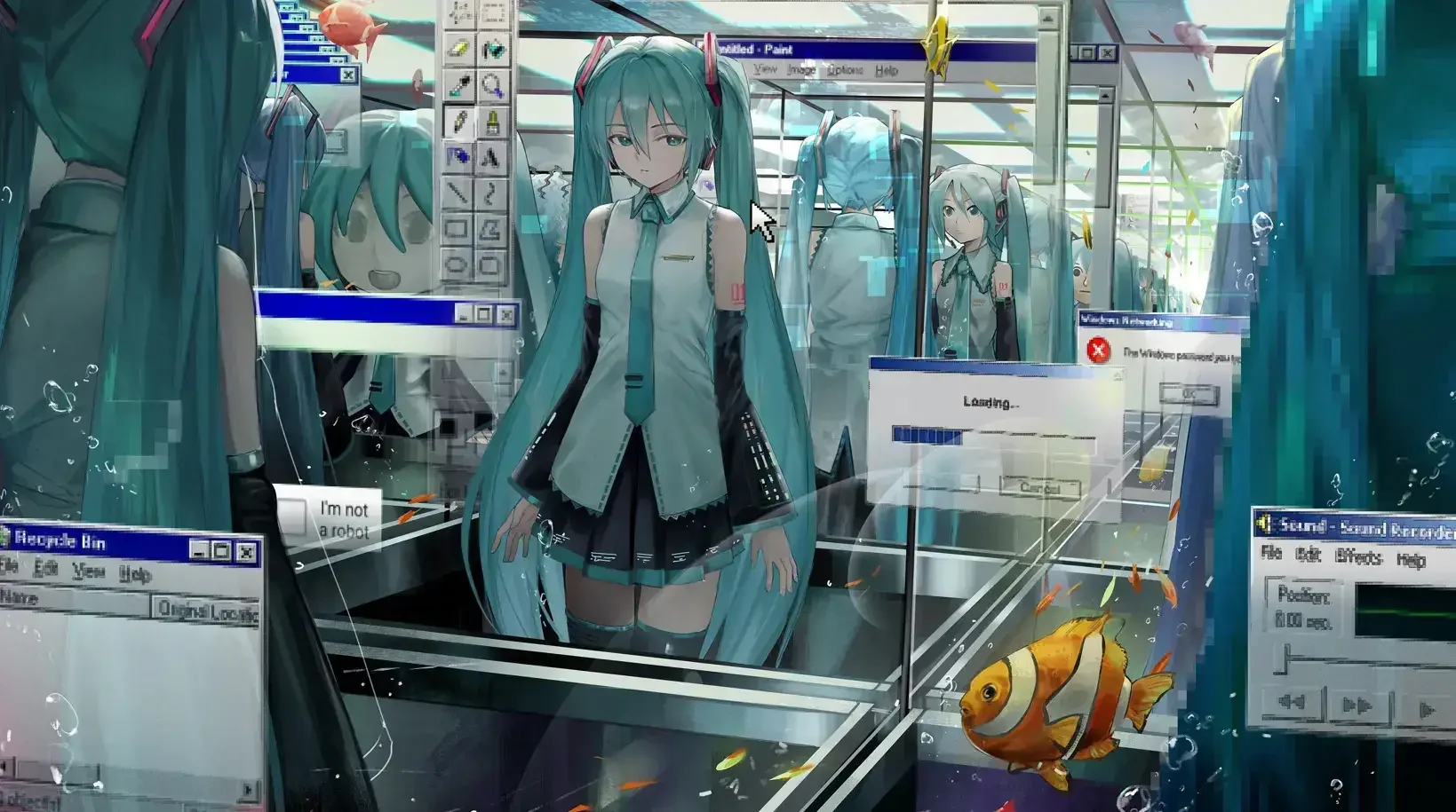 初音 鱼 画画界面 4K高清壁纸｜高清图片集