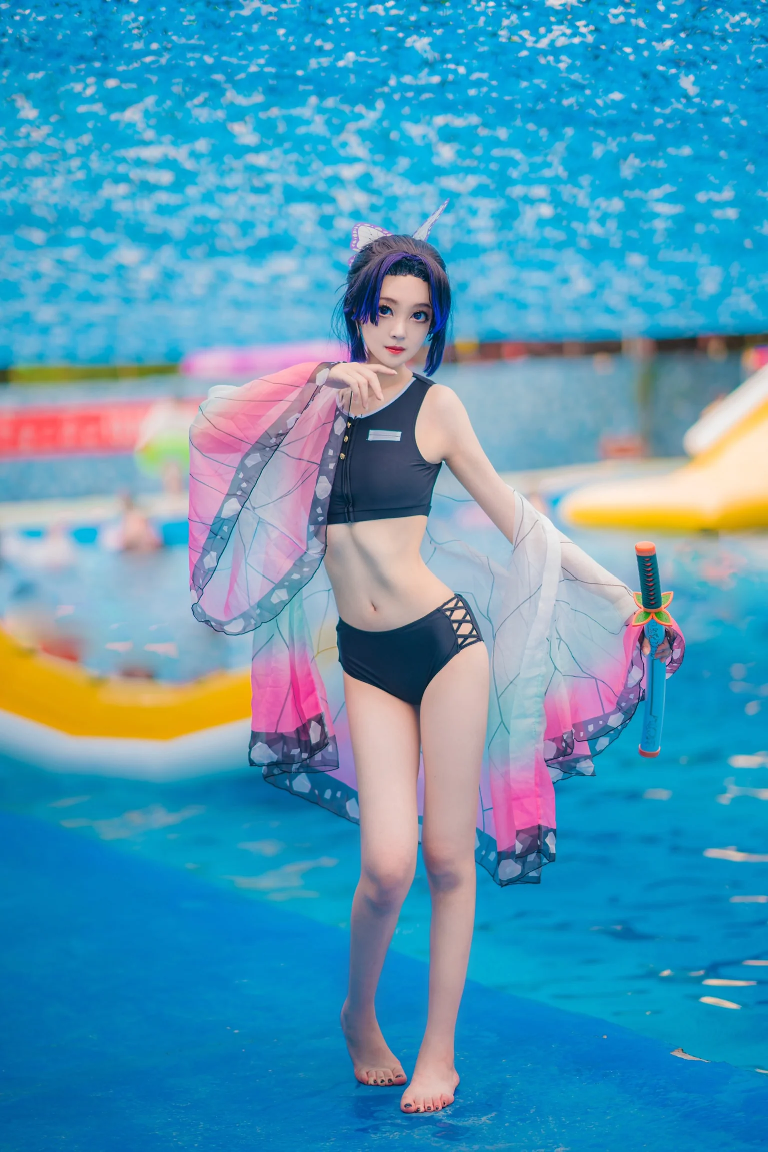 鬼灭同人泳装-蝴蝶忍COS写真