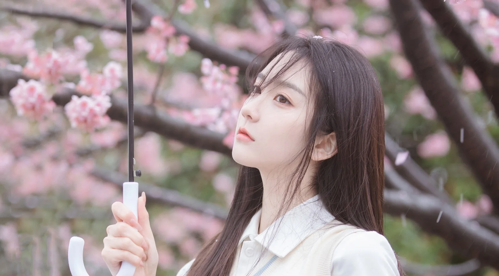 樱花 伞 学生装 唯美 女孩 美女 4k电脑壁纸 4k手机壁纸｜高清图片集