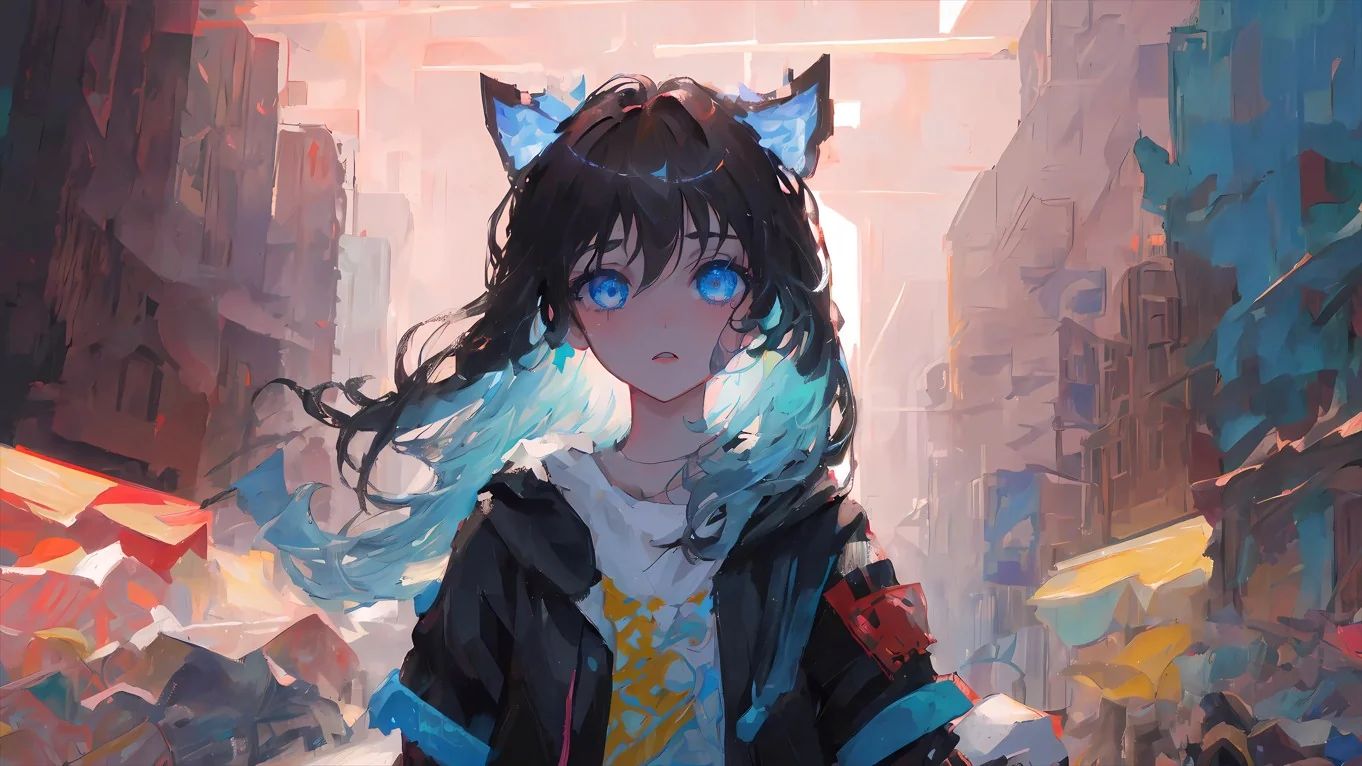 蓝眼睛的猫女孩 猫娘 少女 兽耳 4k动漫壁纸｜高清图片集