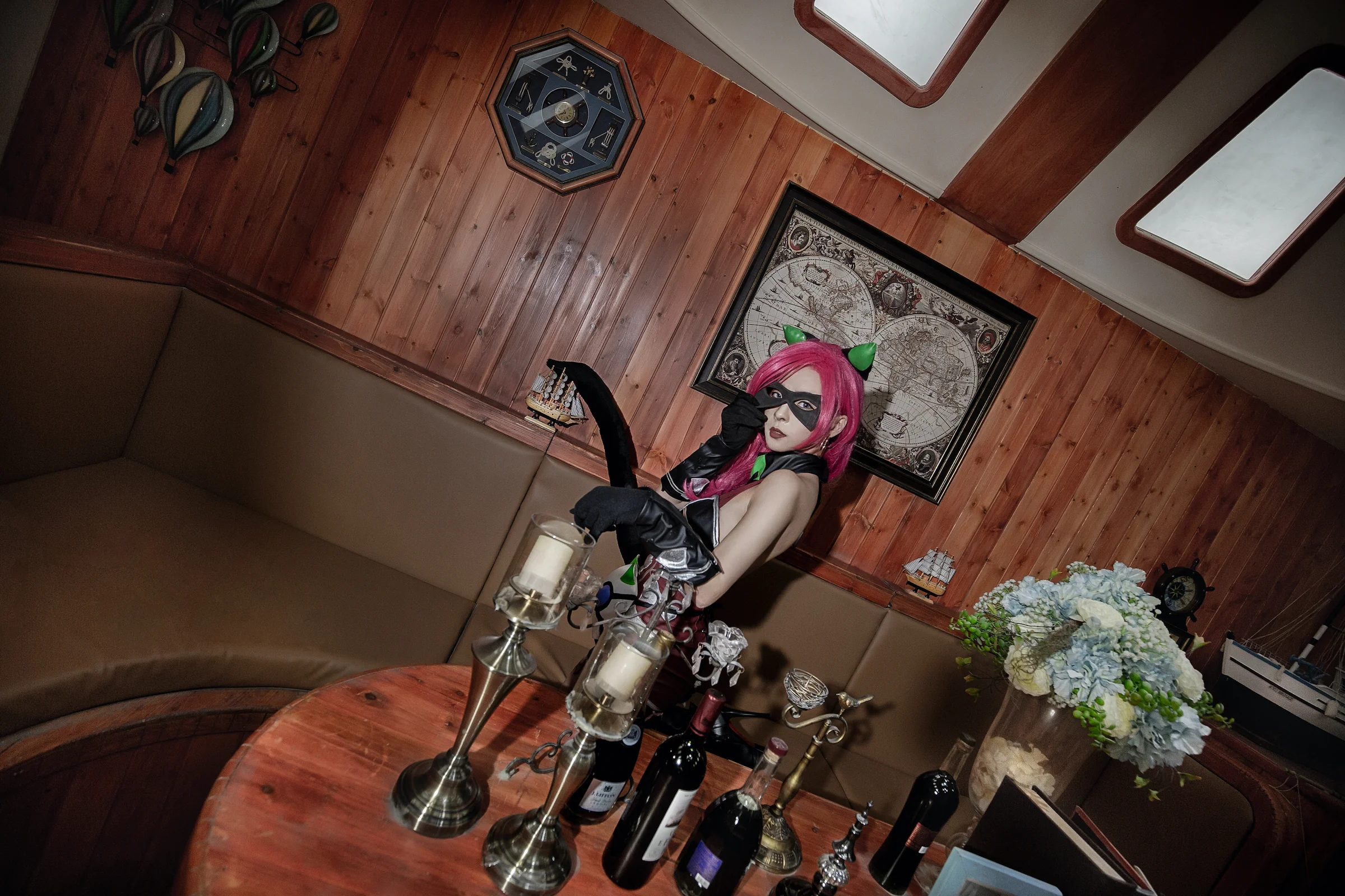 王者荣耀荆轲暗夜猫娘COS写真