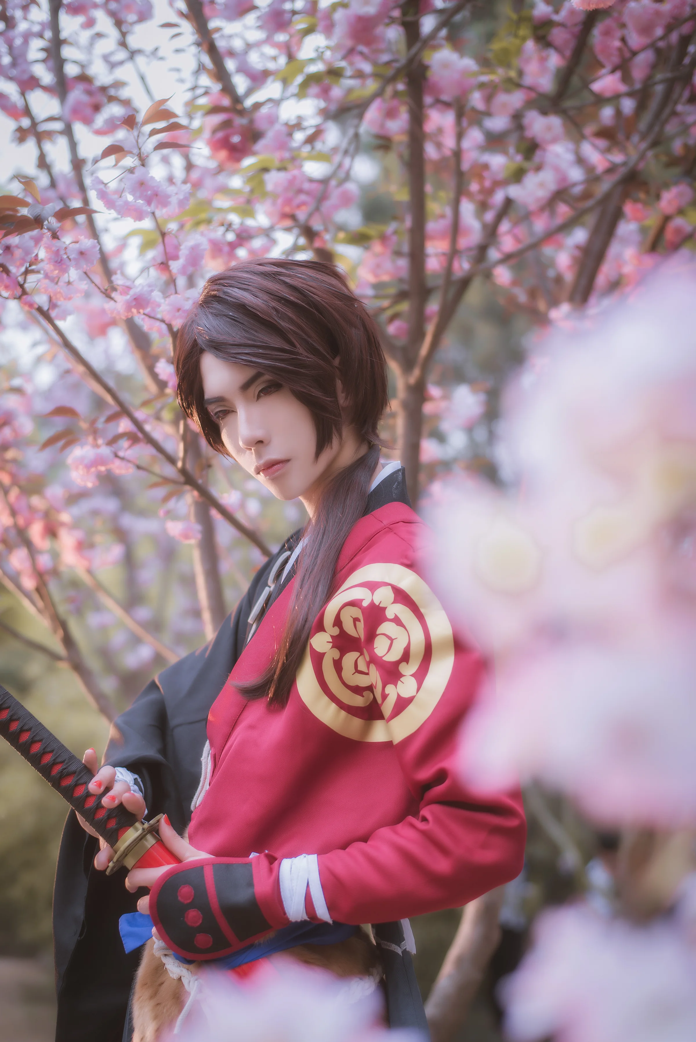 刀剑乱舞加州清光COS写真，果然樱花和武士刀也是一种浪漫~