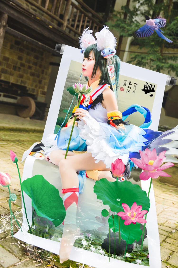 阴阳师花鸟卷COS写真,花鸟卷新皮闲池荷香