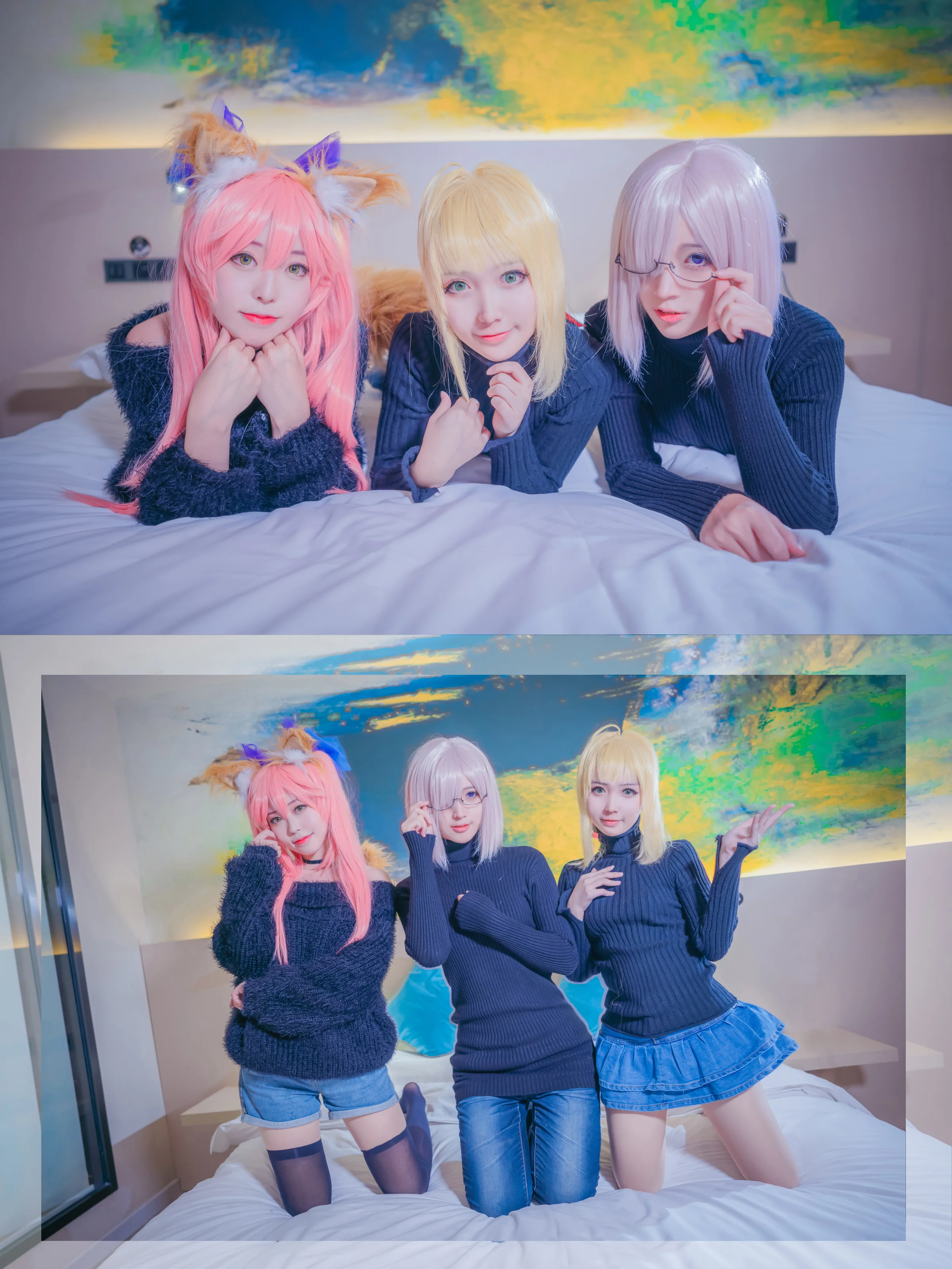 fate 毛衣三人组 玛修COS写真
