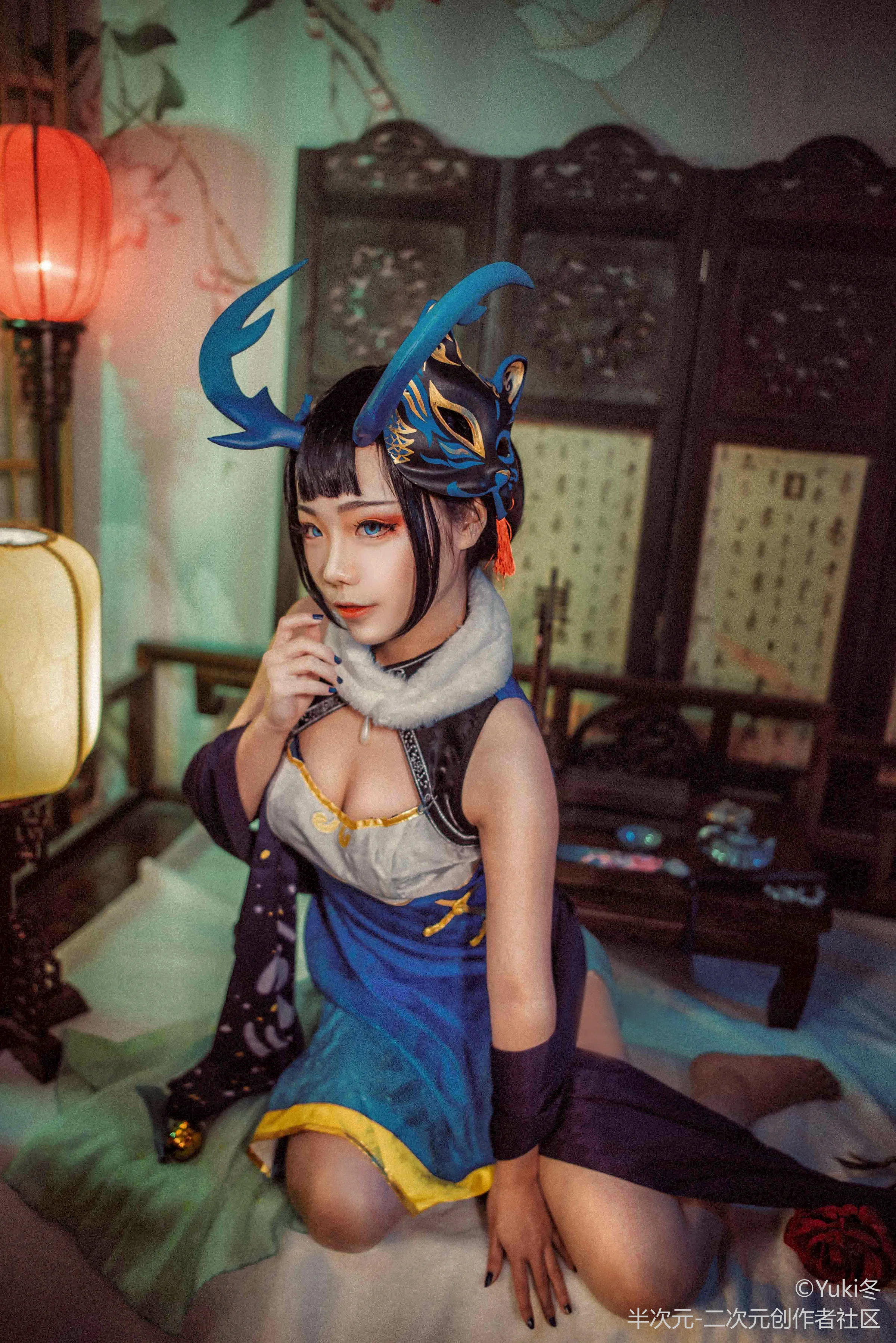 阴阳师清月之辉同人旗袍 阎魔COS写真