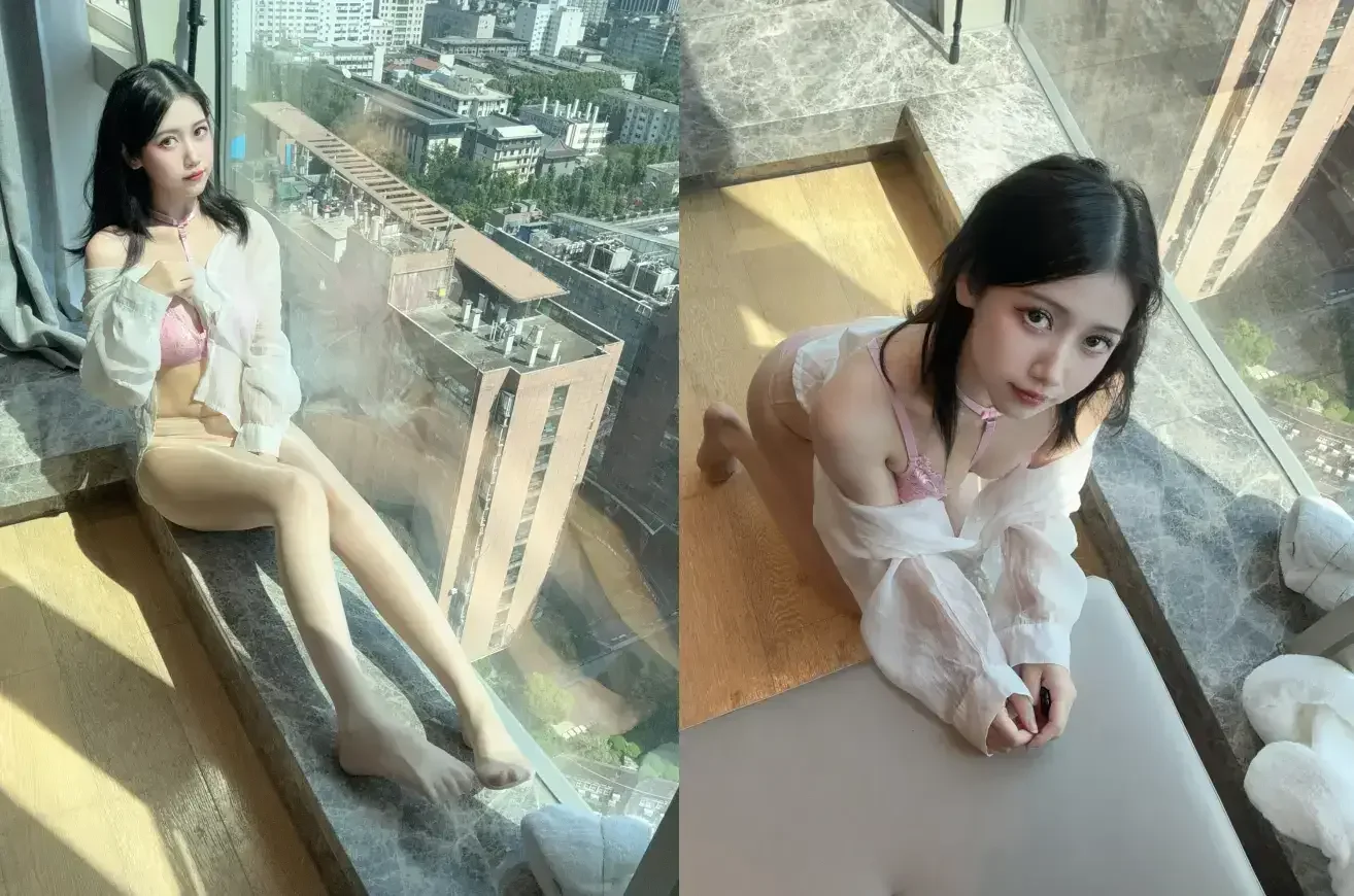 不呆猫 – 粉色衬衣女友｜高清图片集