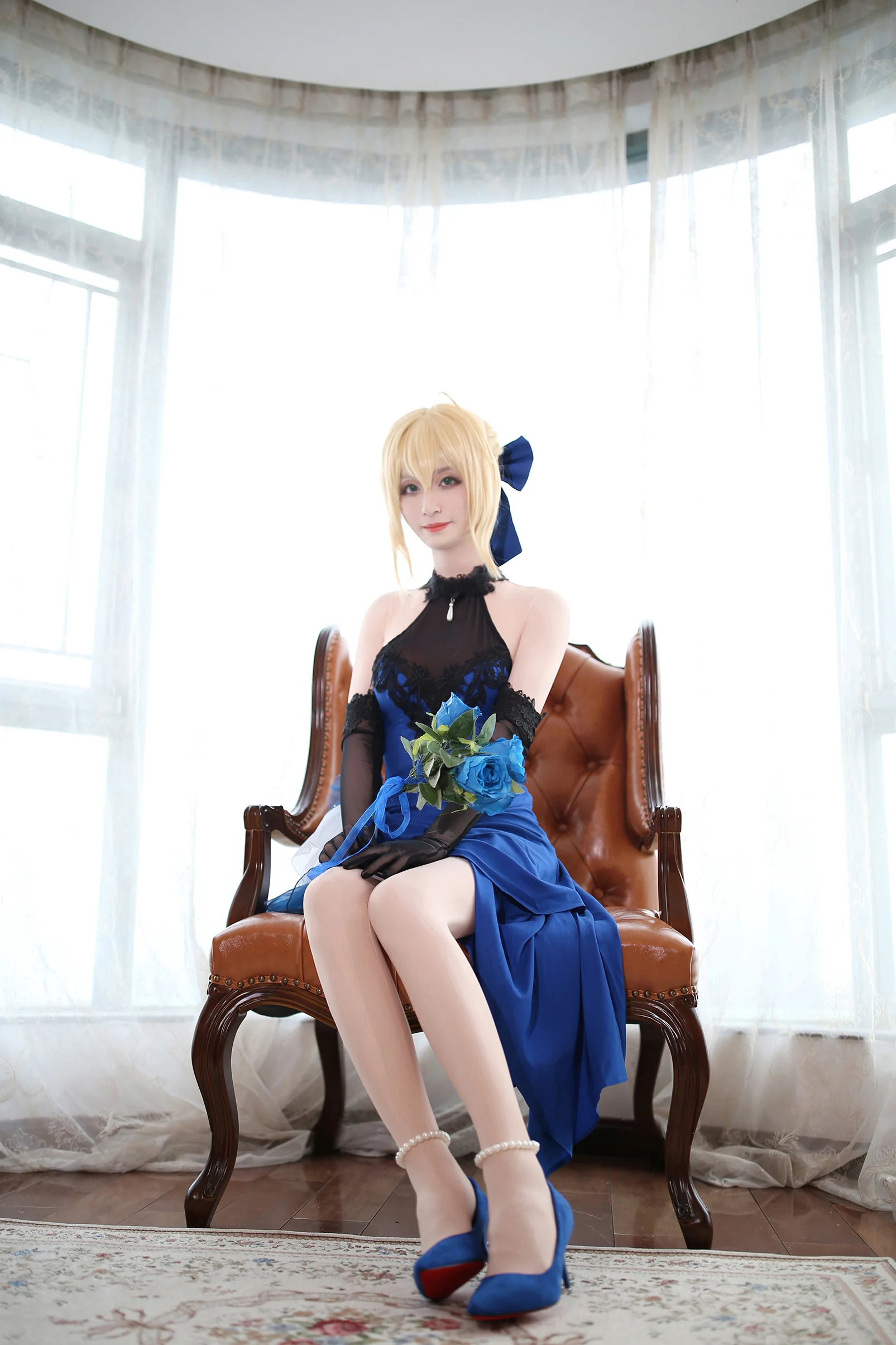 Fate/EXTELLA 阿尔托莉娅 蓝礼服 COS写真
