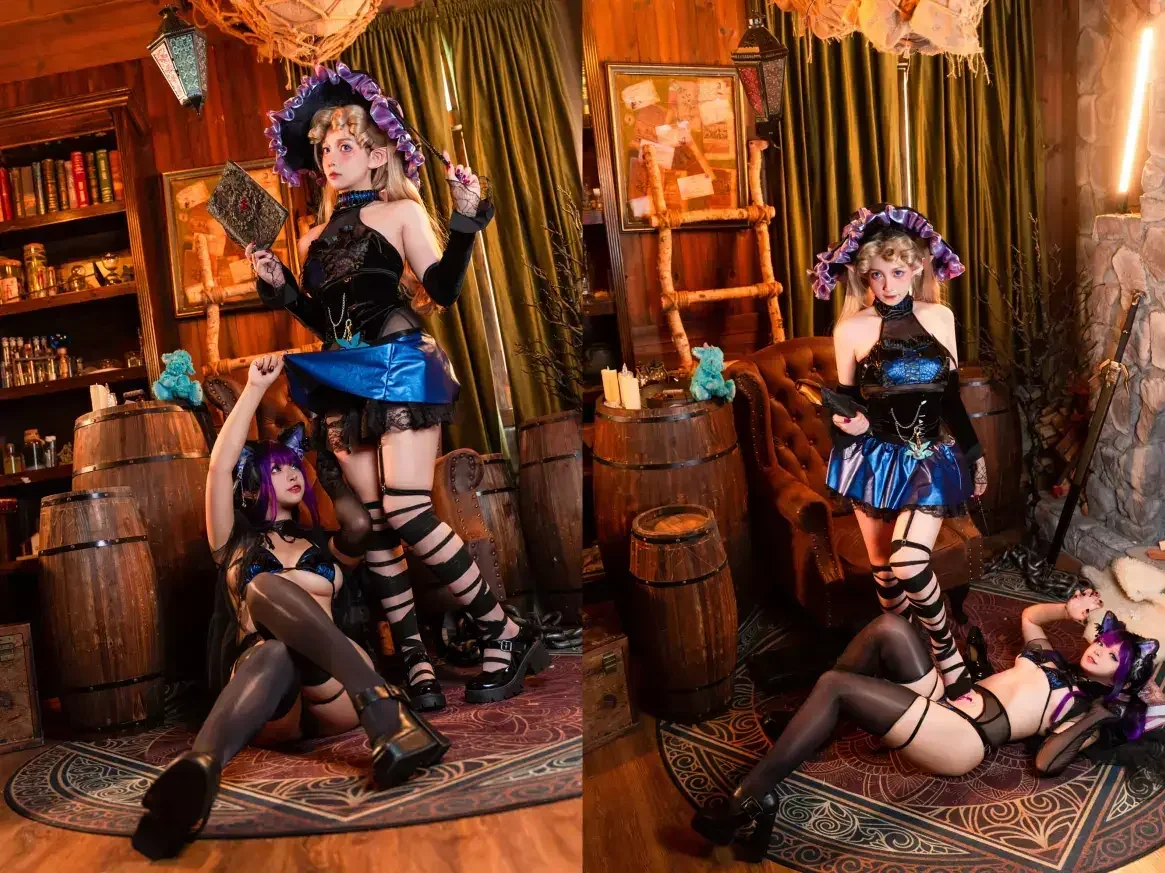 小和甜酒&橙风千雅 – 魔女猫咪｜高清图片集