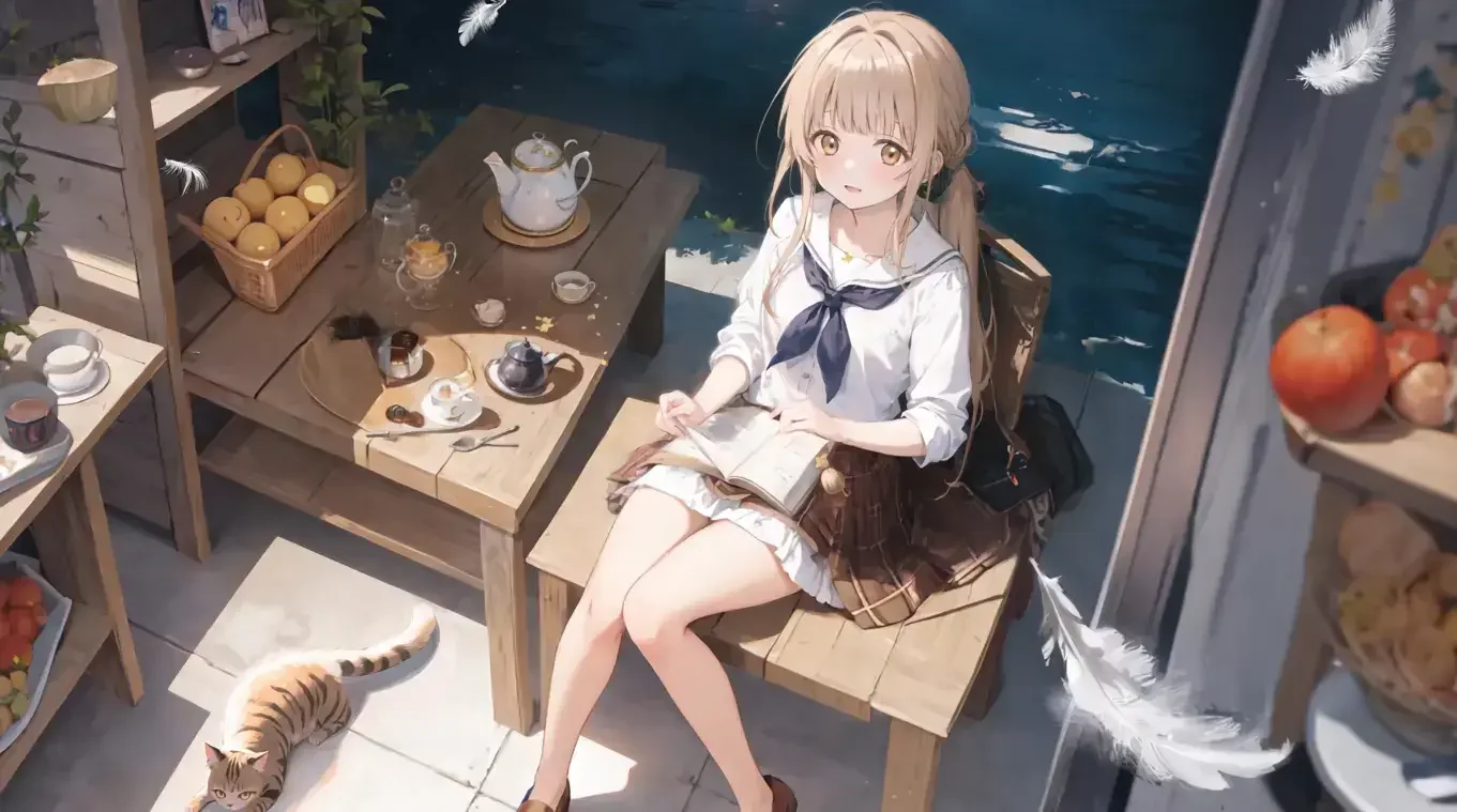 夏天 屋子 可爱小女孩 书 小猫 4k壁纸｜高清图片集