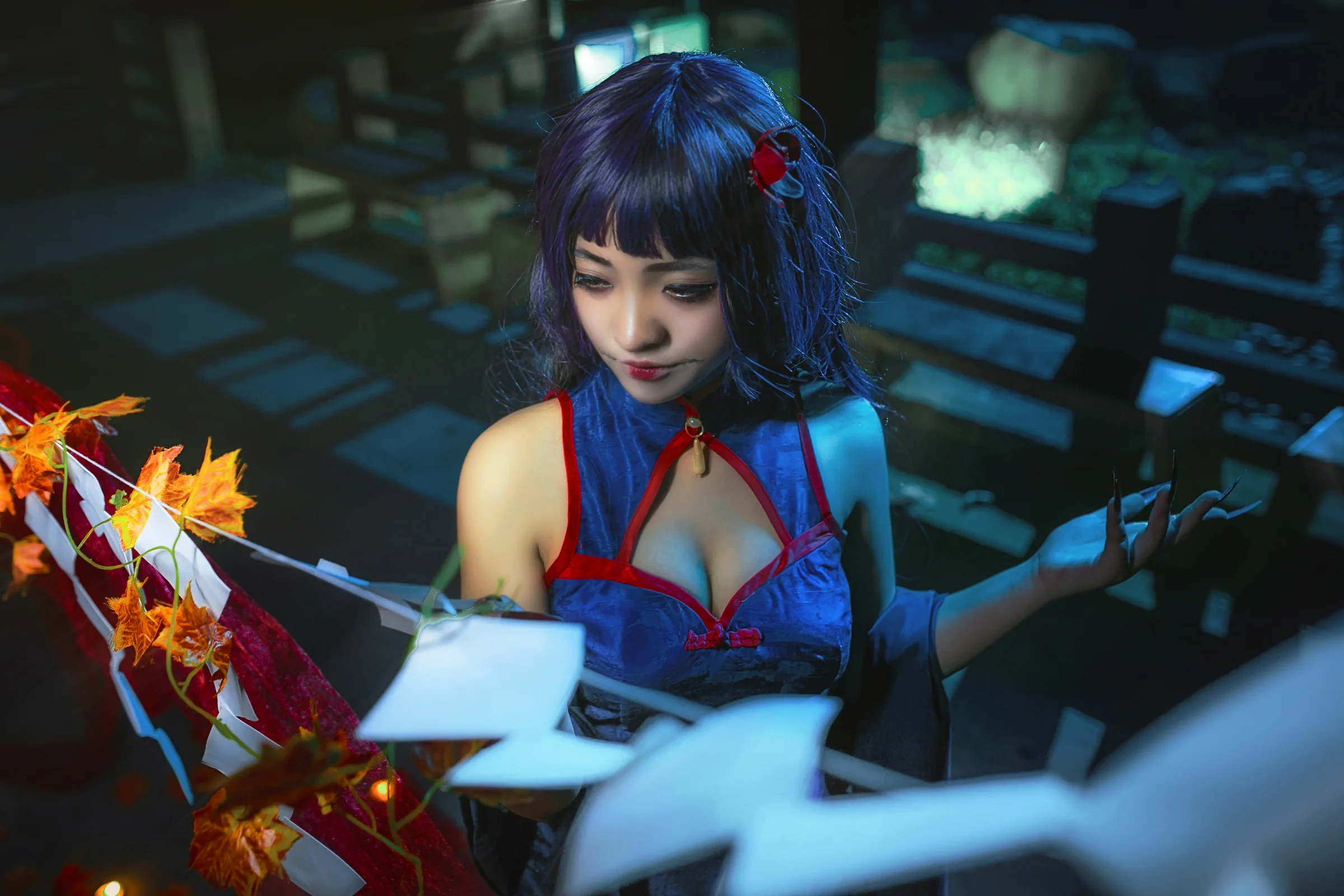 阴阳师鬼女红叶同人旗袍COS写真