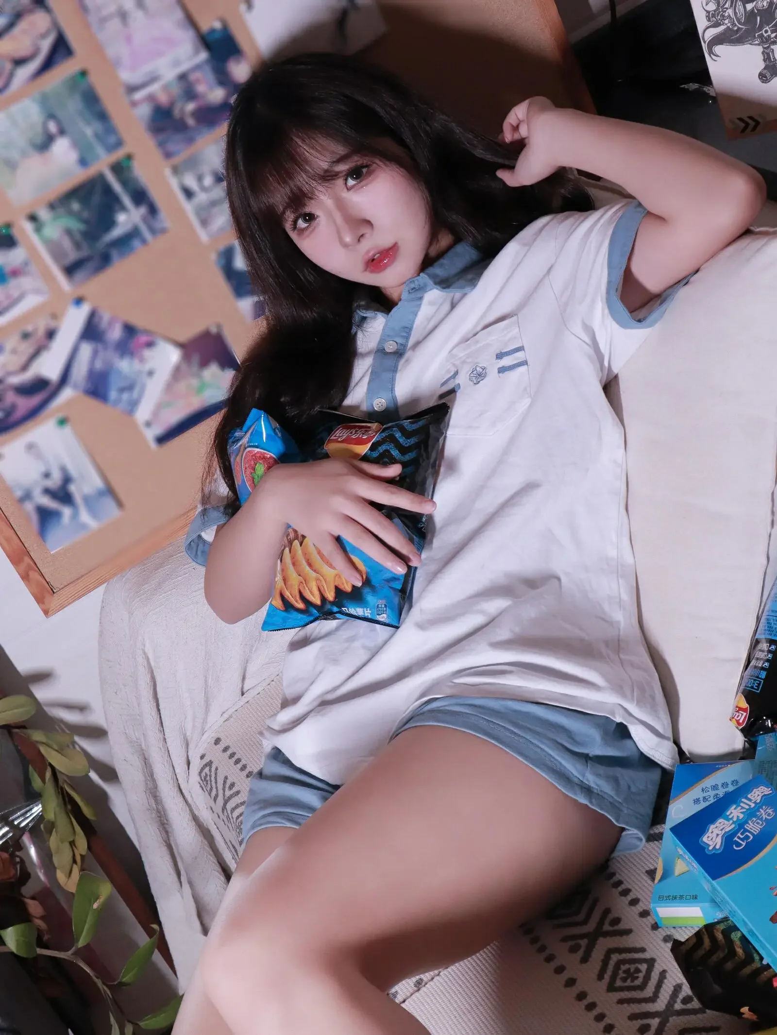 Kokuhui(yuuhui玉汇) – 蓝白条少女｜高清图片集