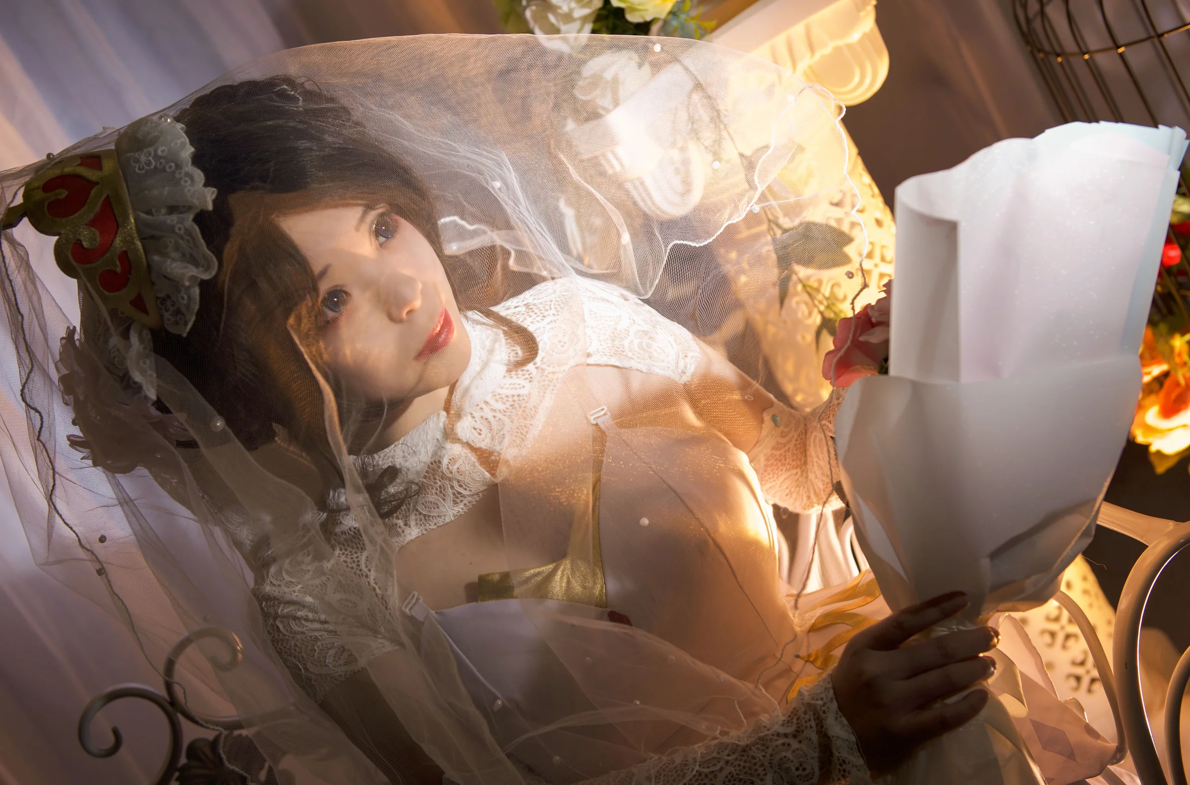 小乔纯白花嫁COS写真