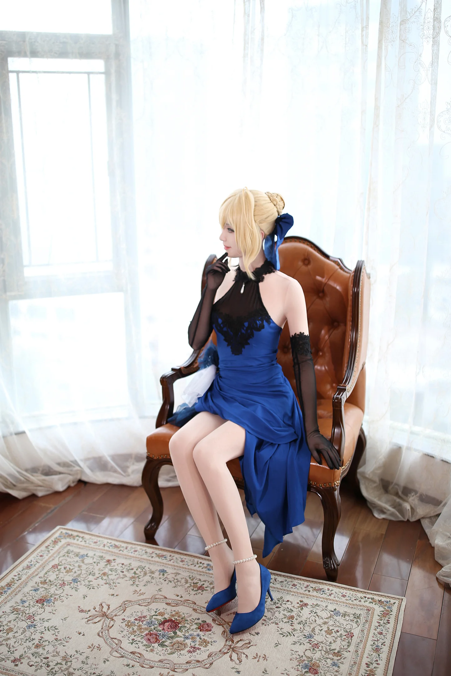 Fate/EXTELLA 阿尔托莉娅 蓝礼服 COS写真