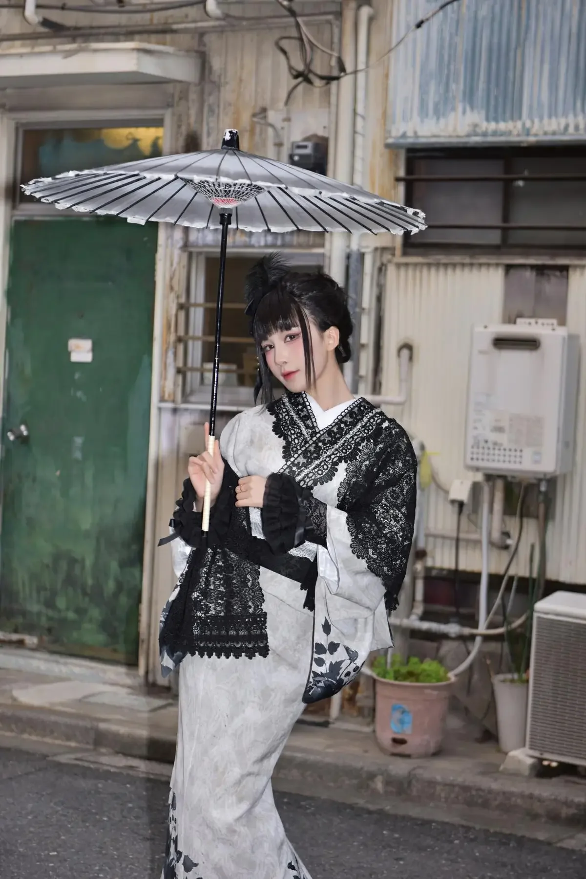 水淼Aqua – 2025年03月 黑色蕾丝和服&内衣（个人造型）｜高清图片集
