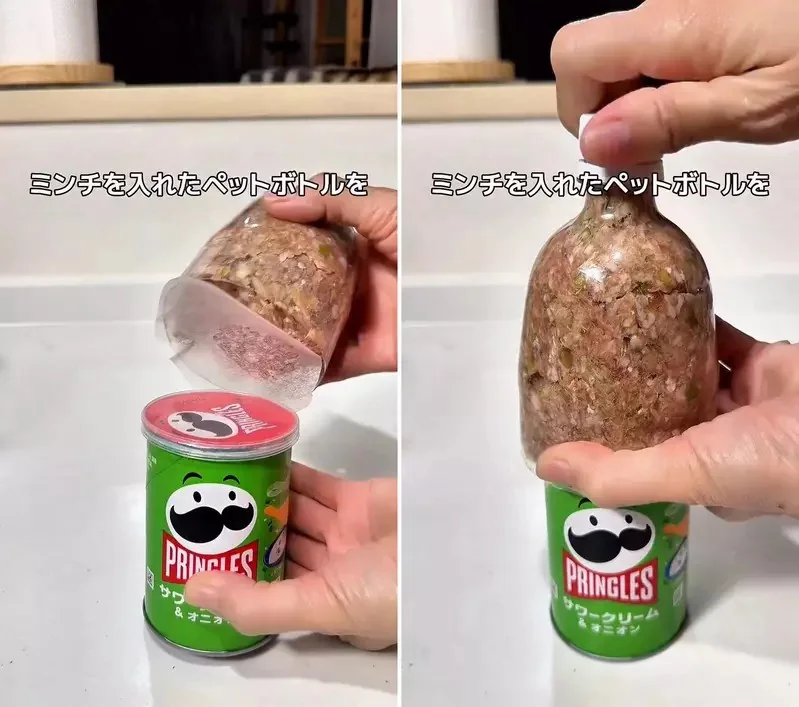 像機器塑形一樣的《肉條棒》製作方式，使用空的寶特瓶+品客就可以輕鬆完成的美食小點心｜高清图片集