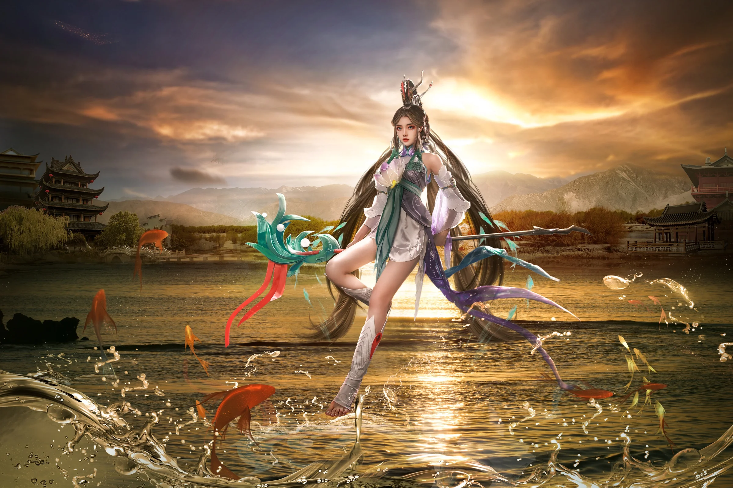 王者荣耀 大乔 白鹤梁神女 COS写真
