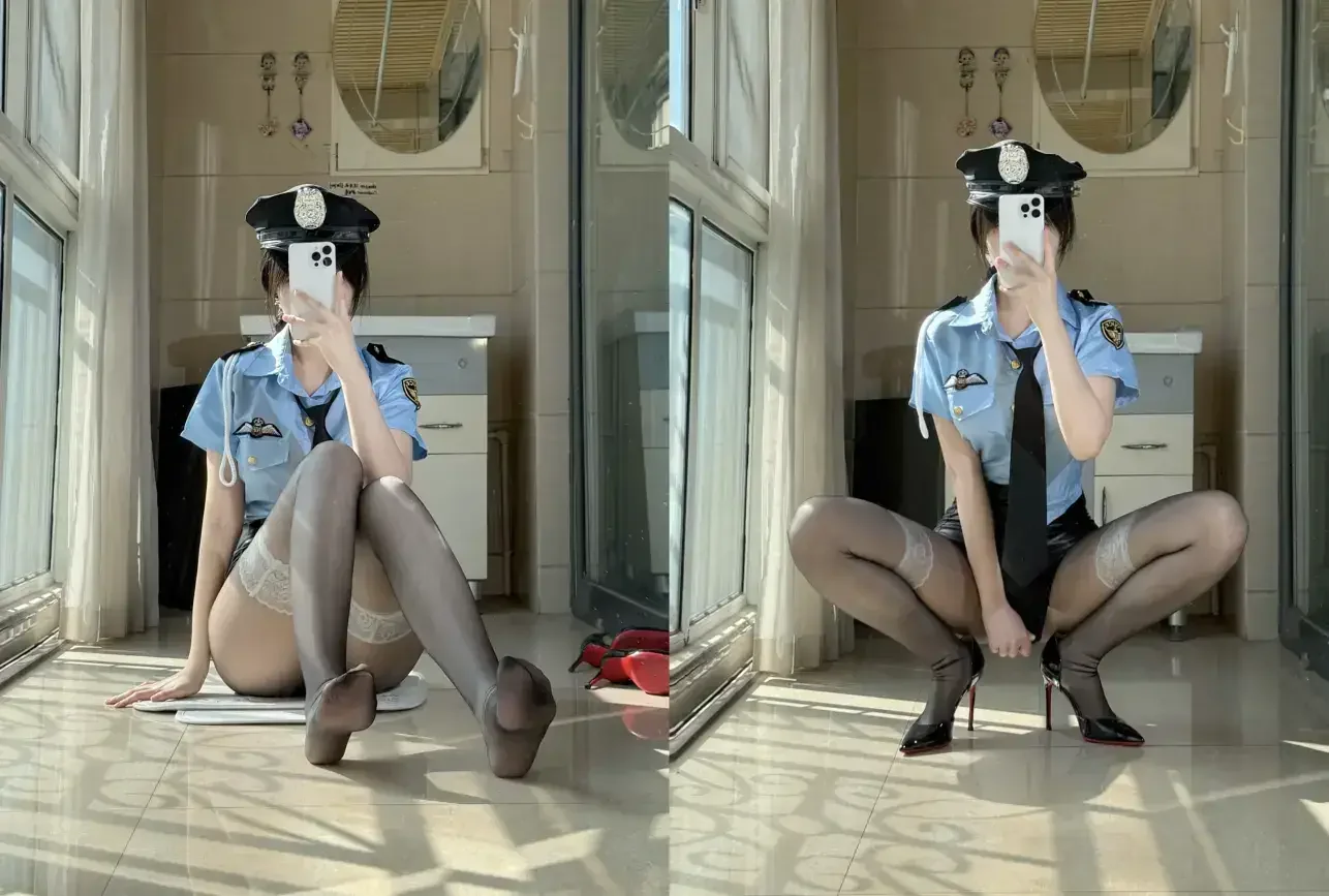不可爱羚 – 定制 黑丝白丝女警｜高清图片集