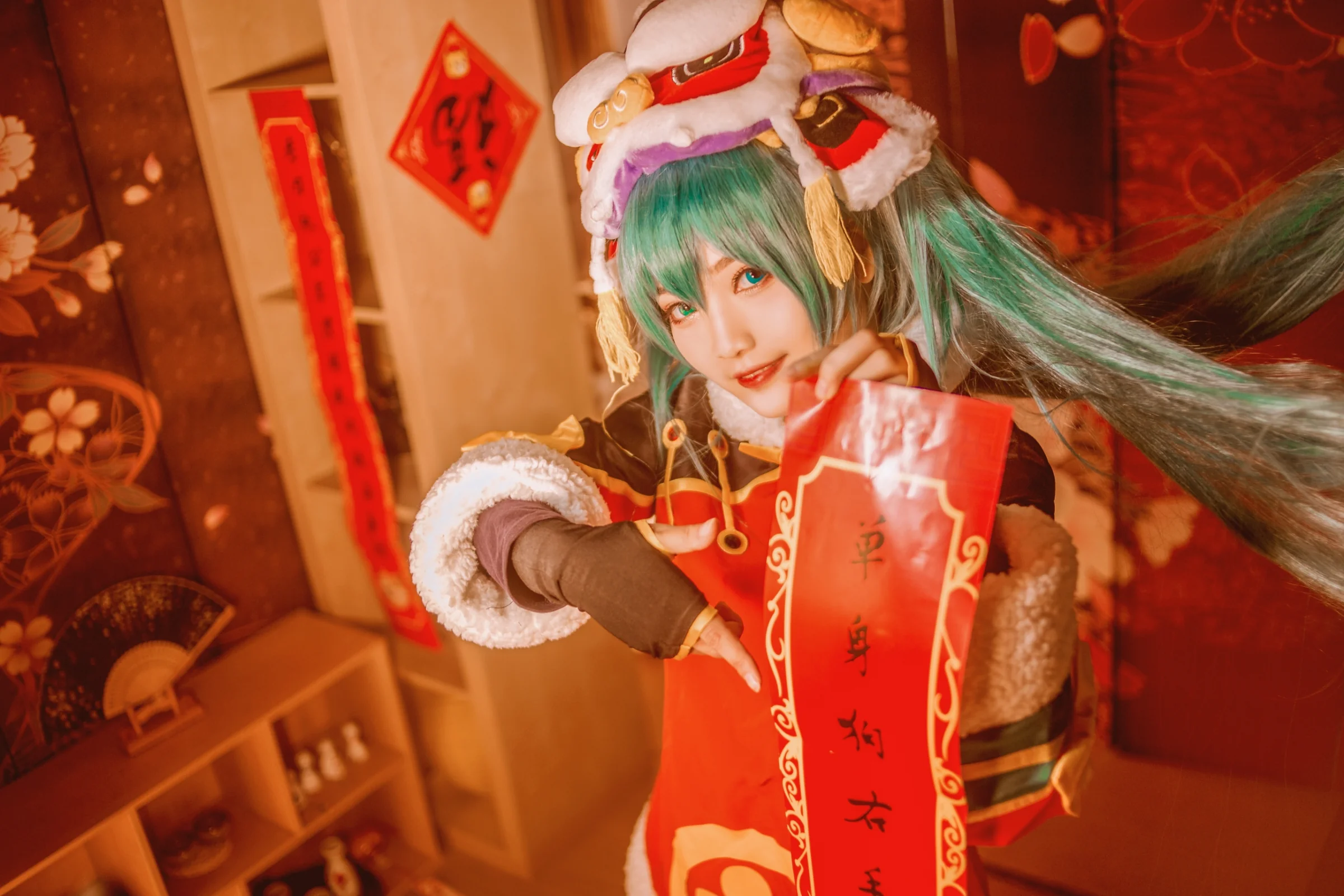 初音未来 新年舞狮COS写真