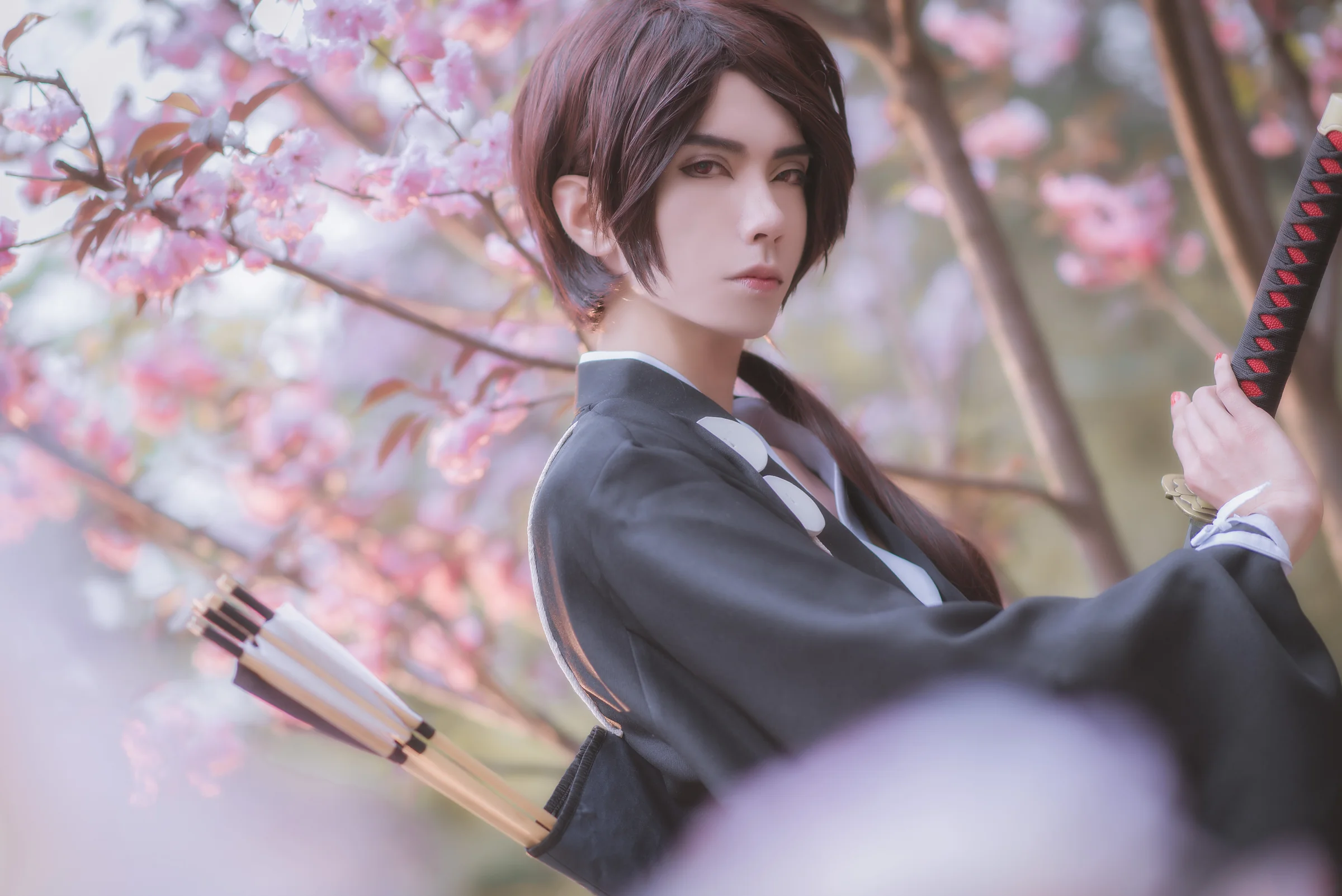 刀剑乱舞加州清光COS写真，果然樱花和武士刀也是一种浪漫~