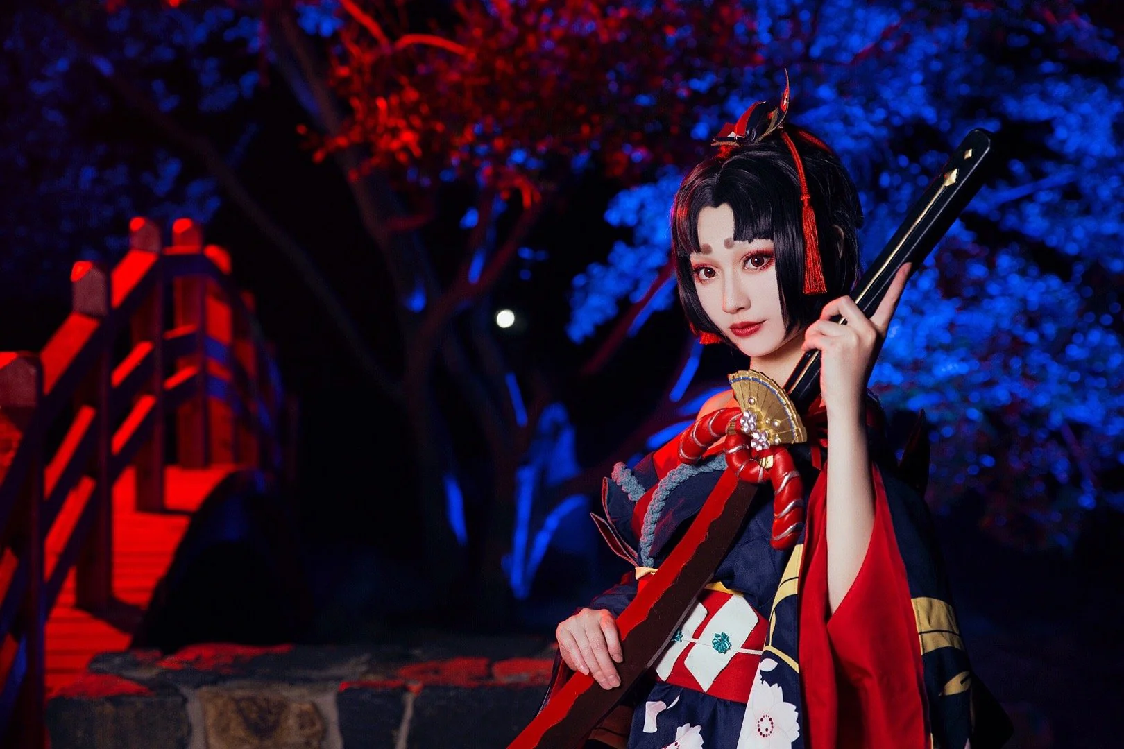 《阴阳师》妖刀姬樱雨刀舞COS写真