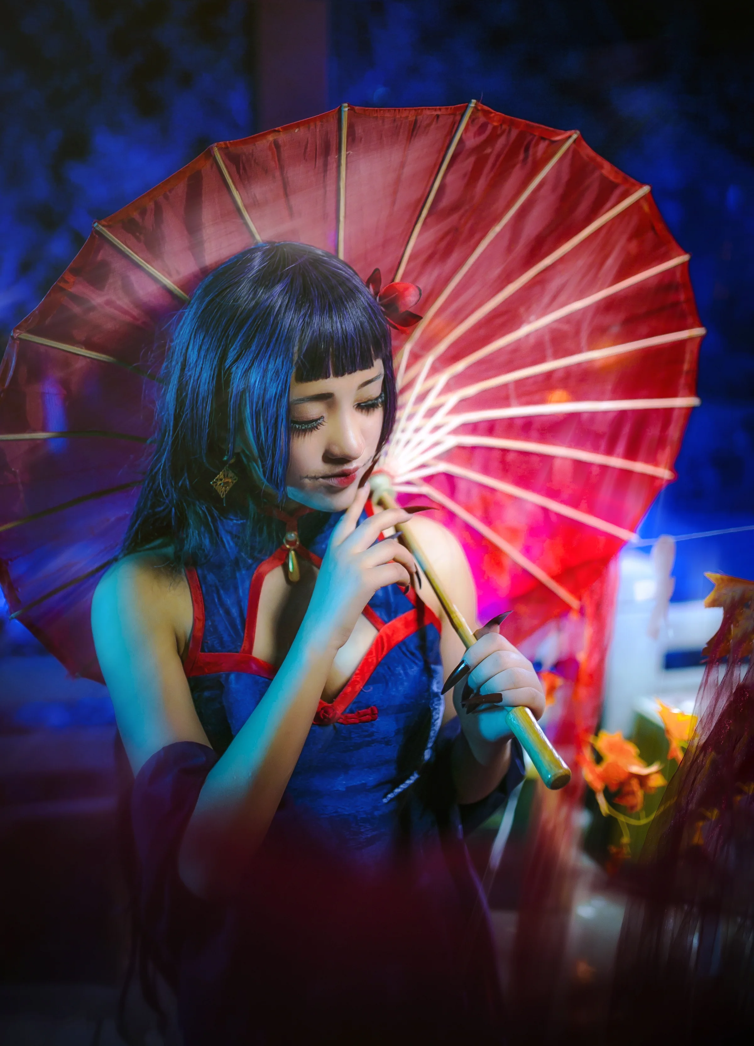 阴阳师鬼女红叶同人旗袍COS写真