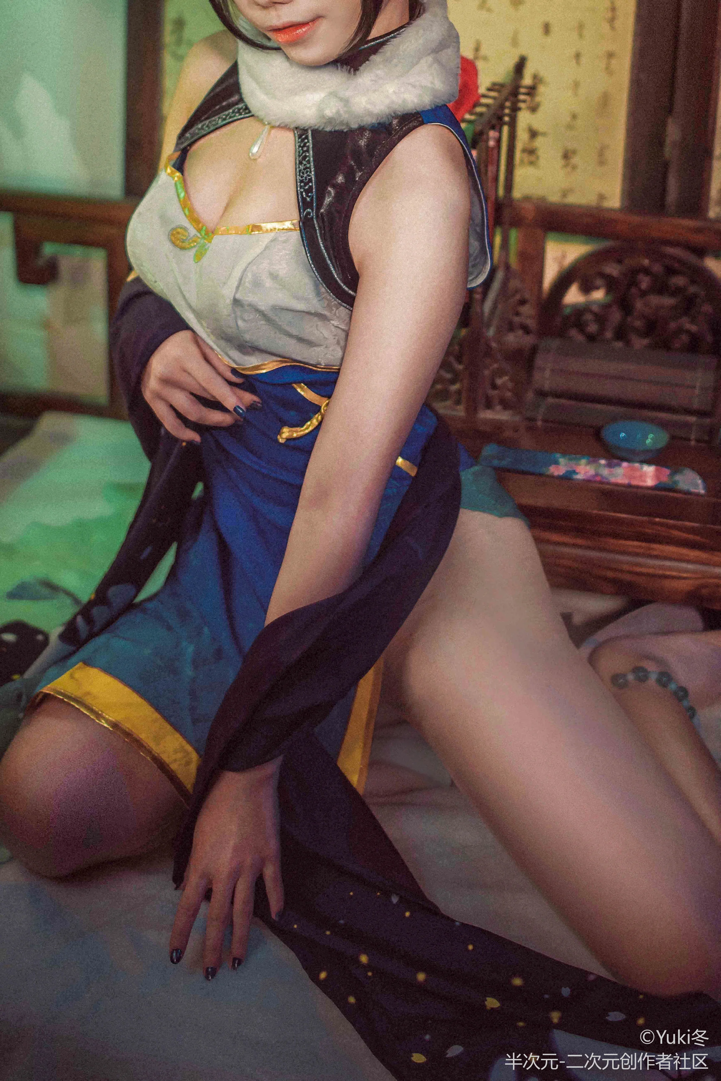 阴阳师清月之辉同人旗袍 阎魔COS写真