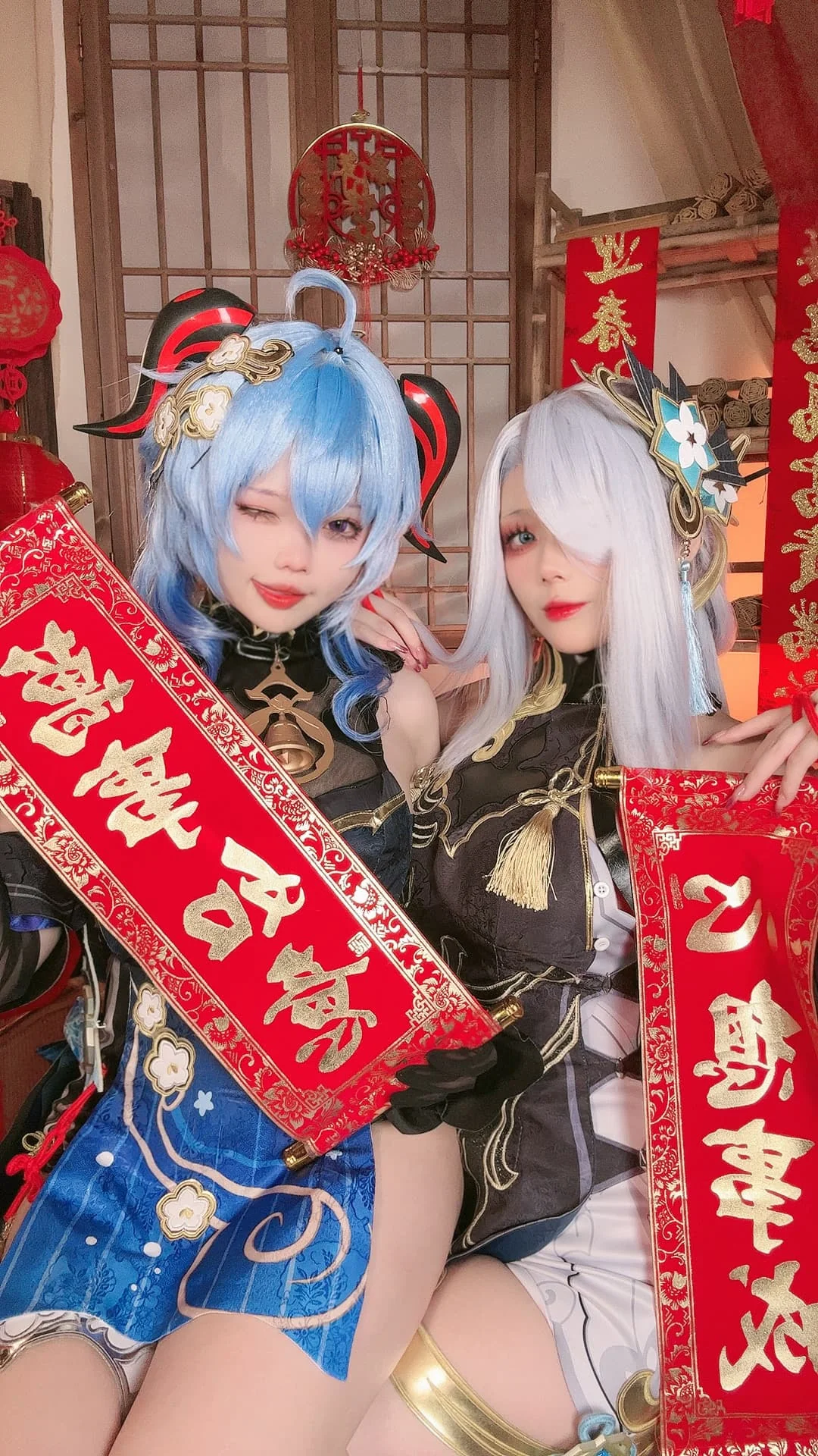 九言&小瑶幺幺 – 原神新春 甘雨&申鹤海灯节双人｜高清图片集