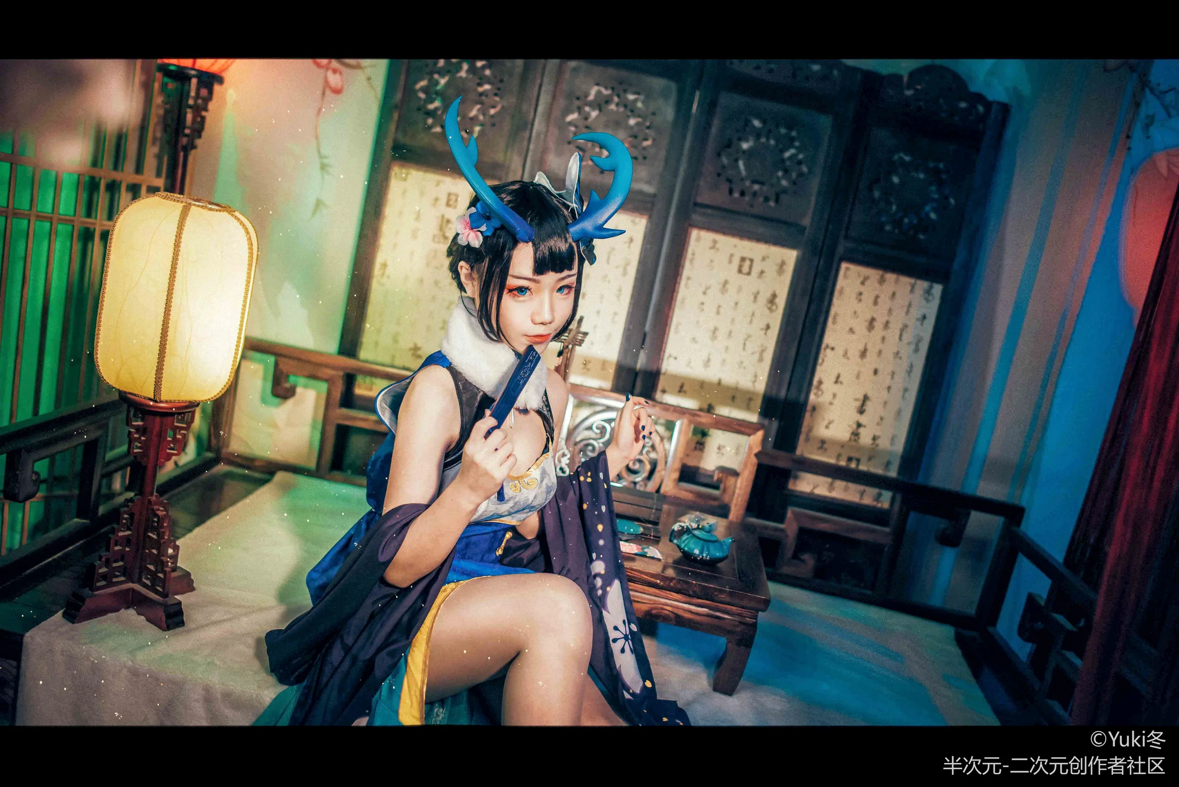 阴阳师清月之辉同人旗袍 阎魔COS写真