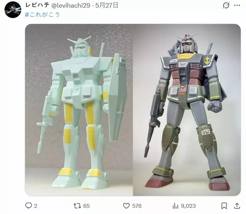 網友改造《90年代推出的復古鋼彈模型》透過塗裝以及技術修補，也能呈現出不輸現代款式的帥氣｜高清图片集