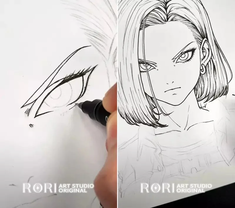 手绘动漫画风《七龙珠 18號》被西鲁吞掉又吐出来的坚强人妻｜高清图片集