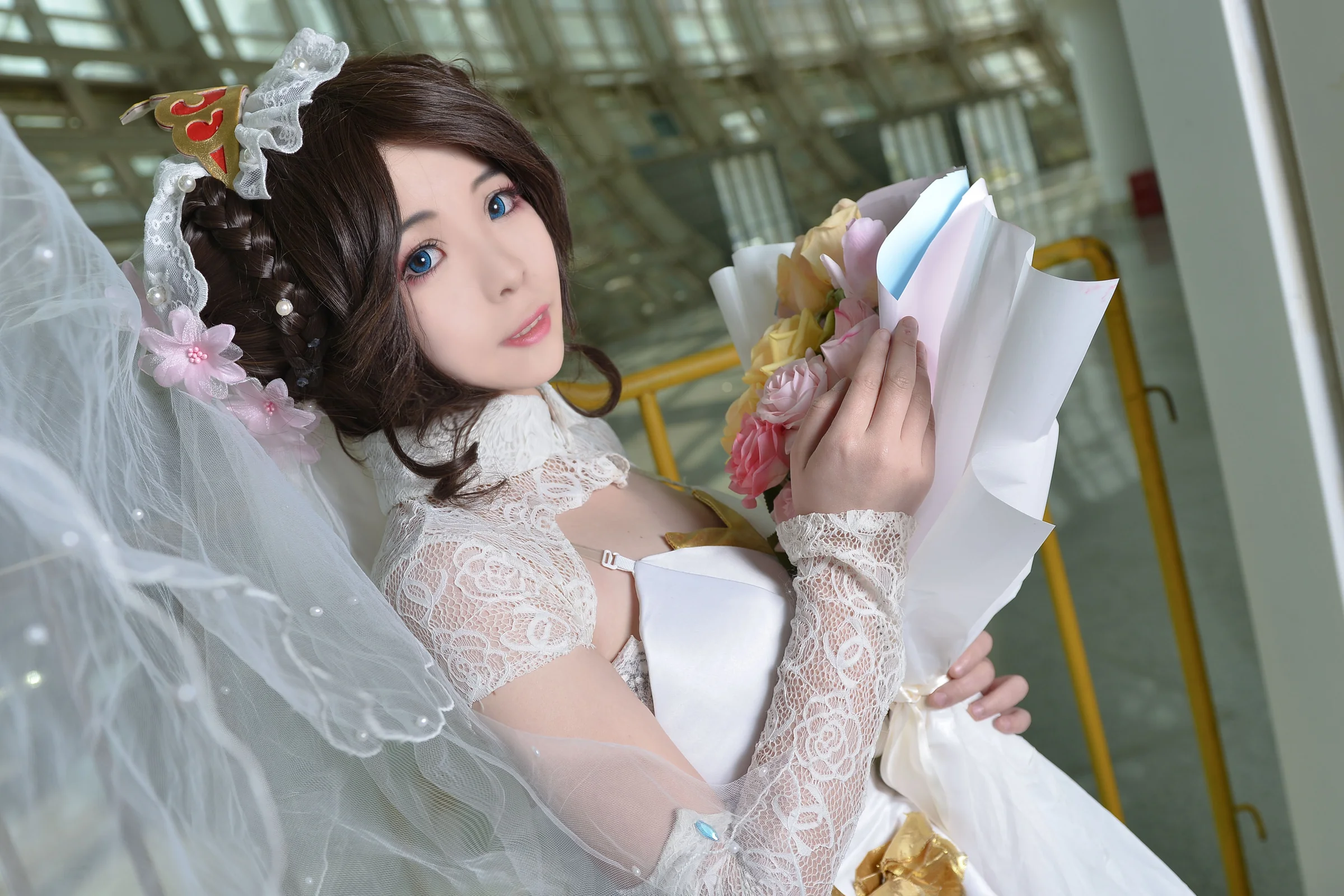 小乔纯白花嫁COS写真