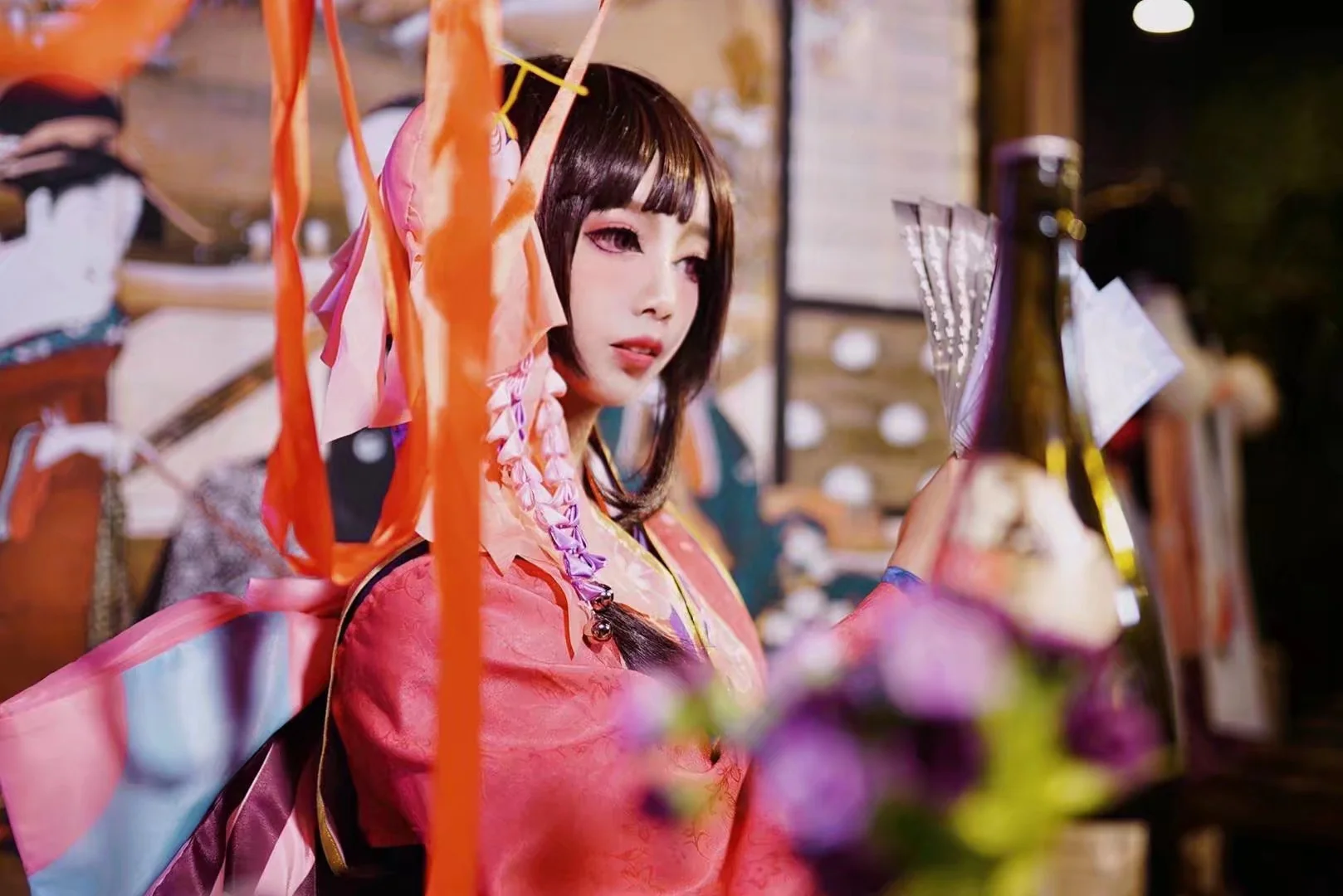 阴阳师神乐COS写真,要来陪爱喝酒的神乐吗？
