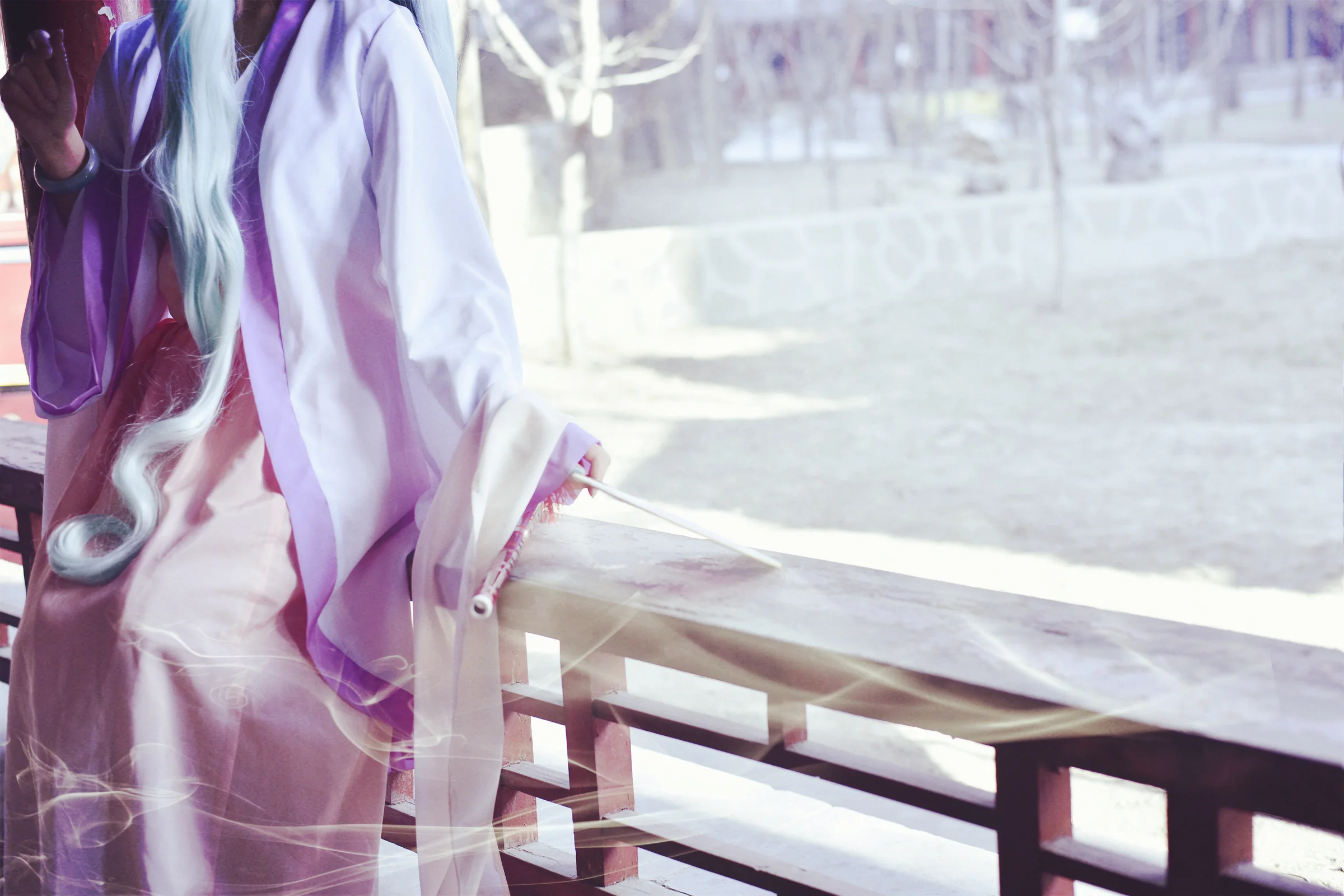 miku COS写真红酥手，绢花头，独醉一人空瘦