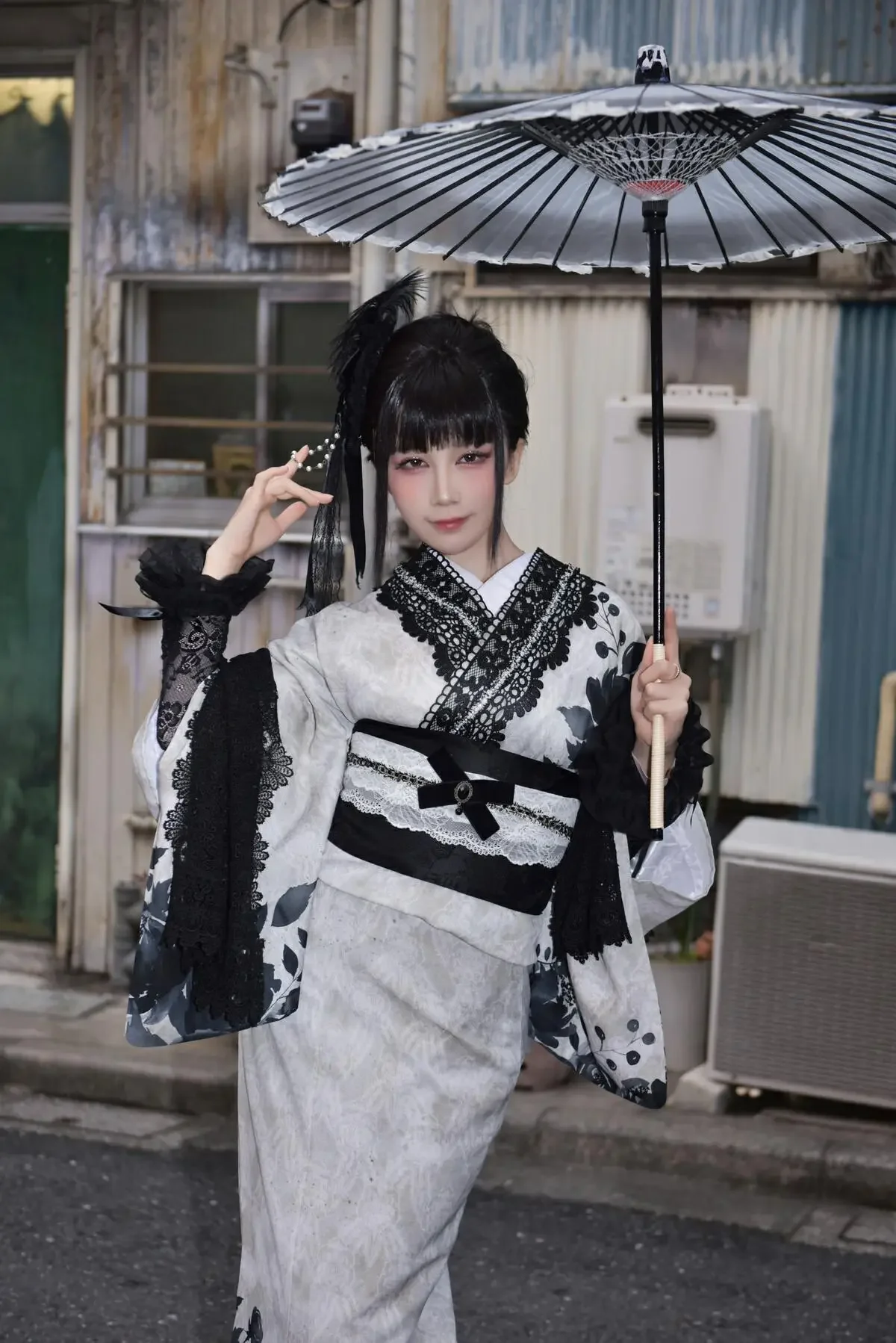 水淼Aqua – 2025年03月 黑色蕾丝和服&内衣（个人造型）｜高清图片集