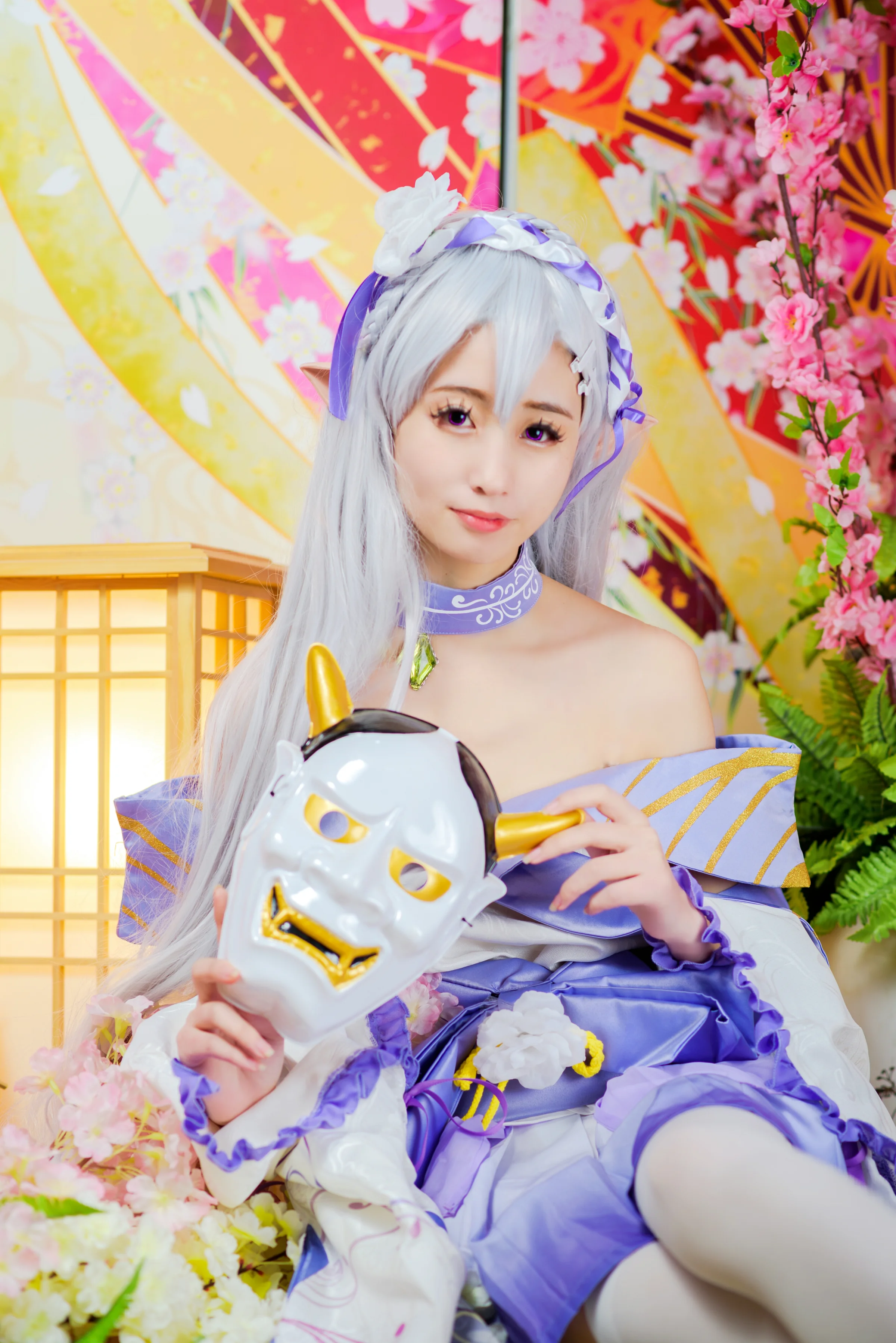 <从零开始的异世界>艾米莉亚妖精祭奠和服COS写真