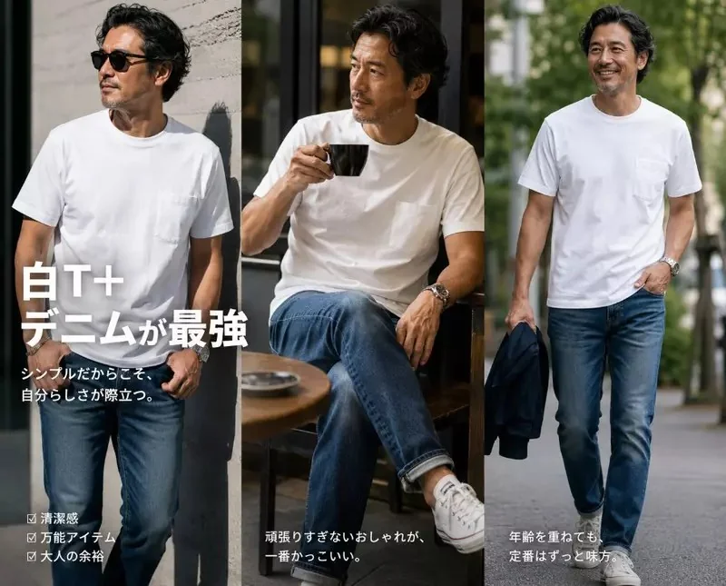 避免《白T恤穿搭》的踩雷方式 中年男性堅信的「白T＋牛仔褲」等於無敵，但其實有重點需要注意一下｜高清图片集