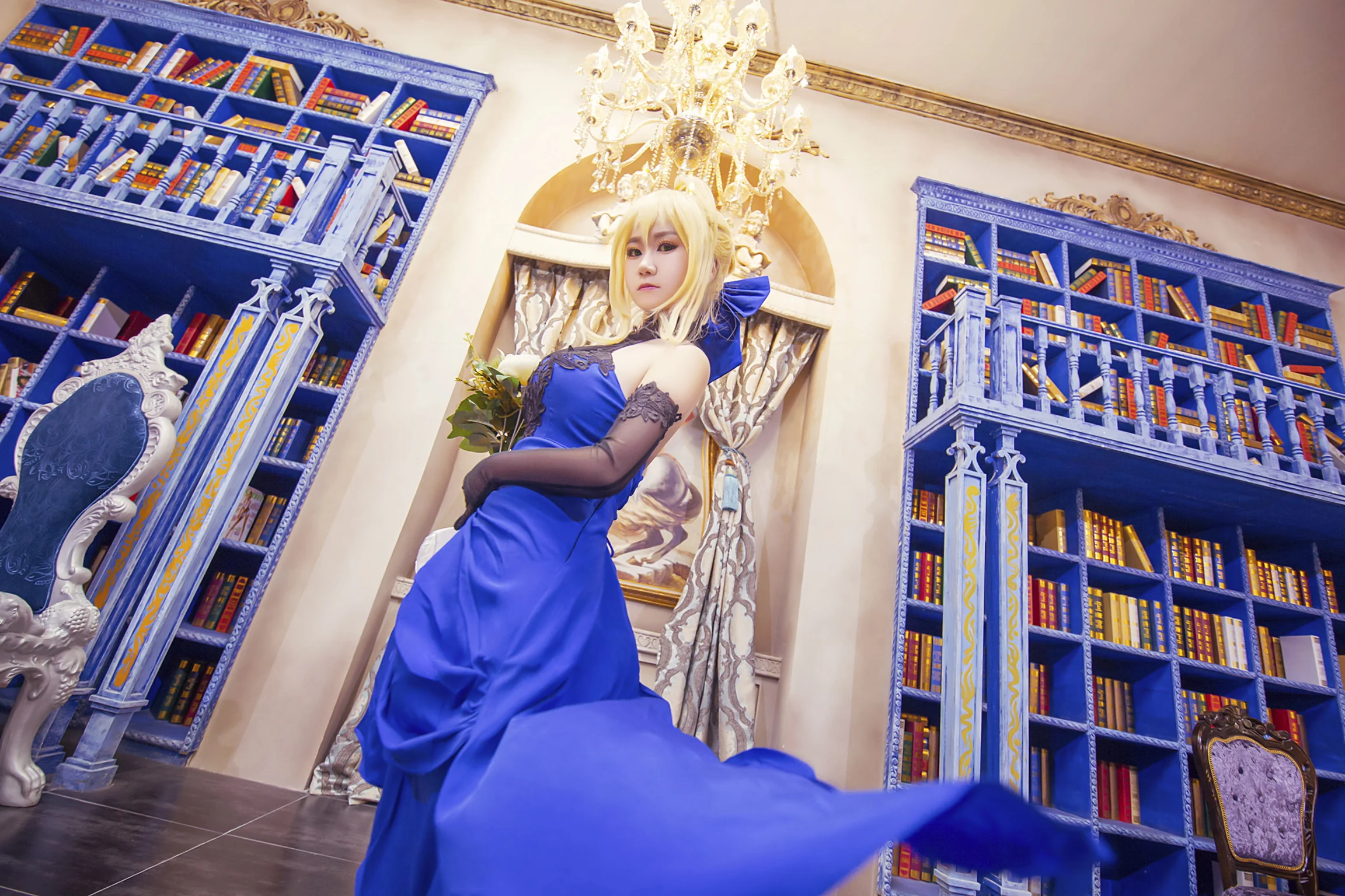 FGOfate/extella saber蓝礼服COS写真