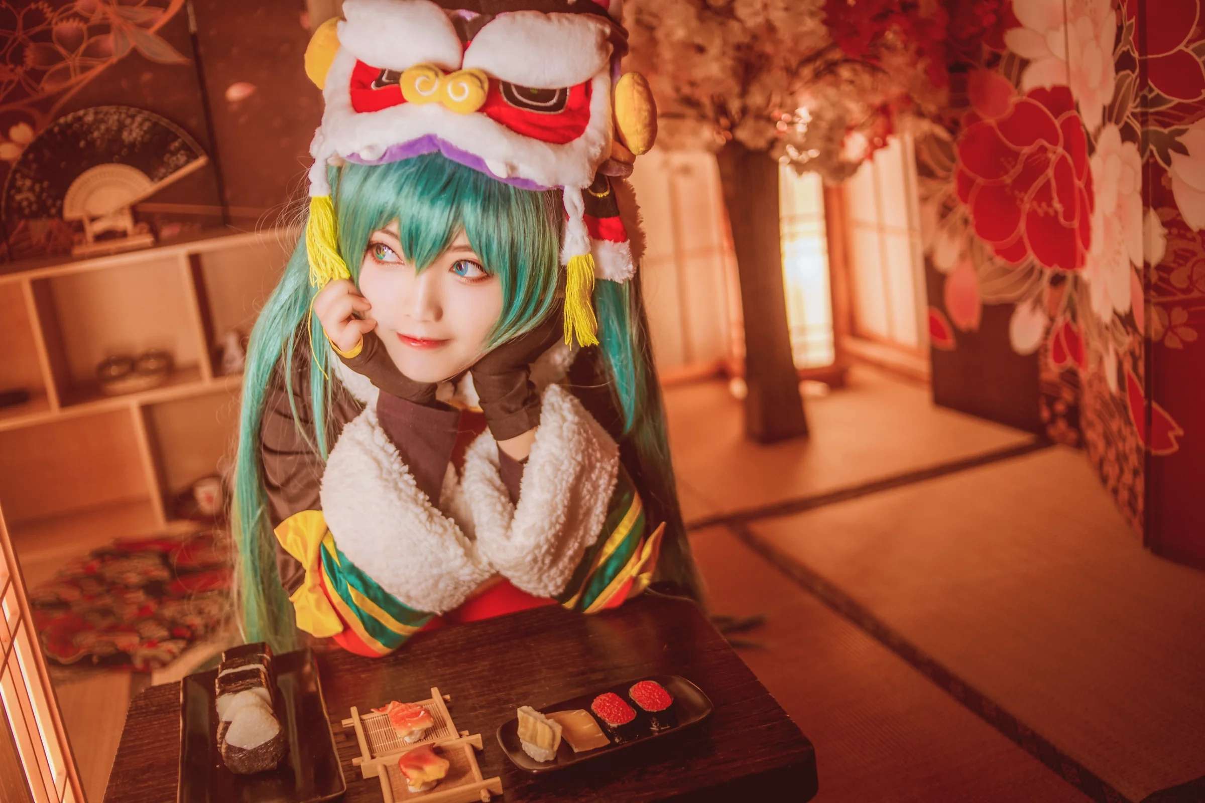 初音未来 新年舞狮COS写真