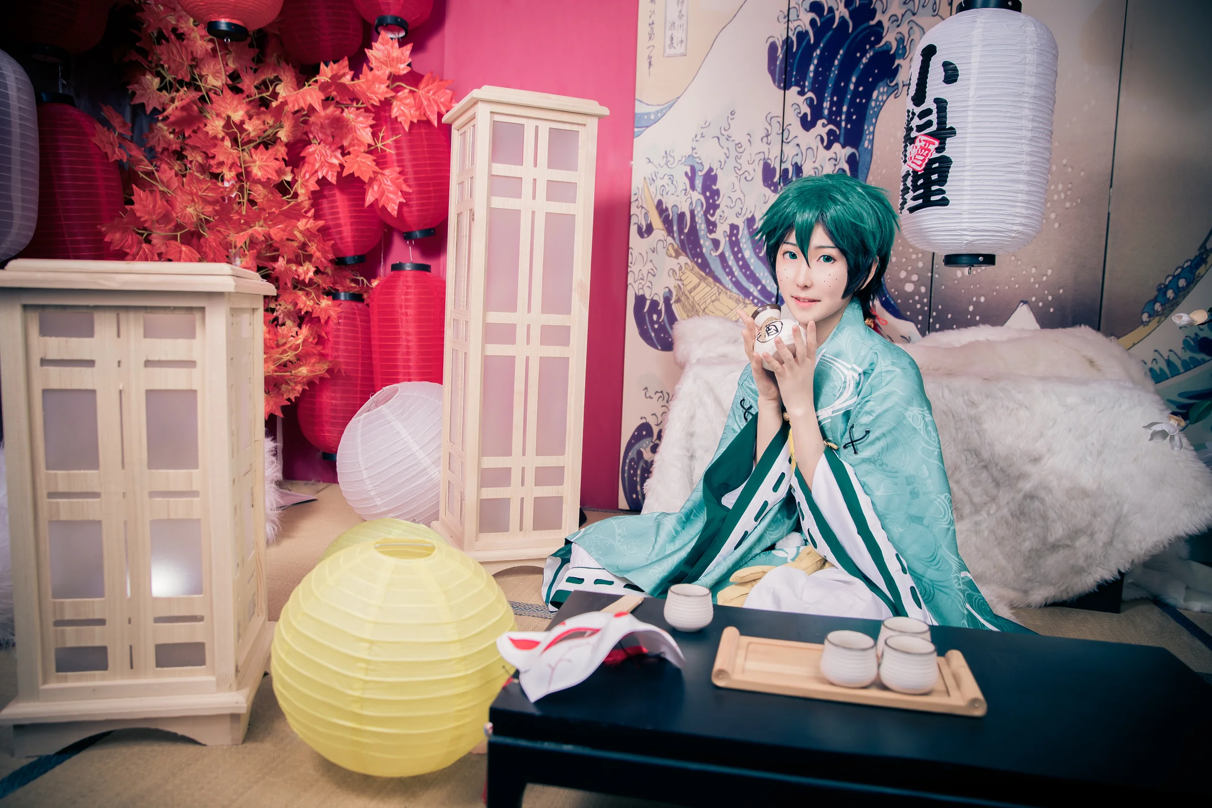 我的英雄学院绿谷出久花季和服COS写真